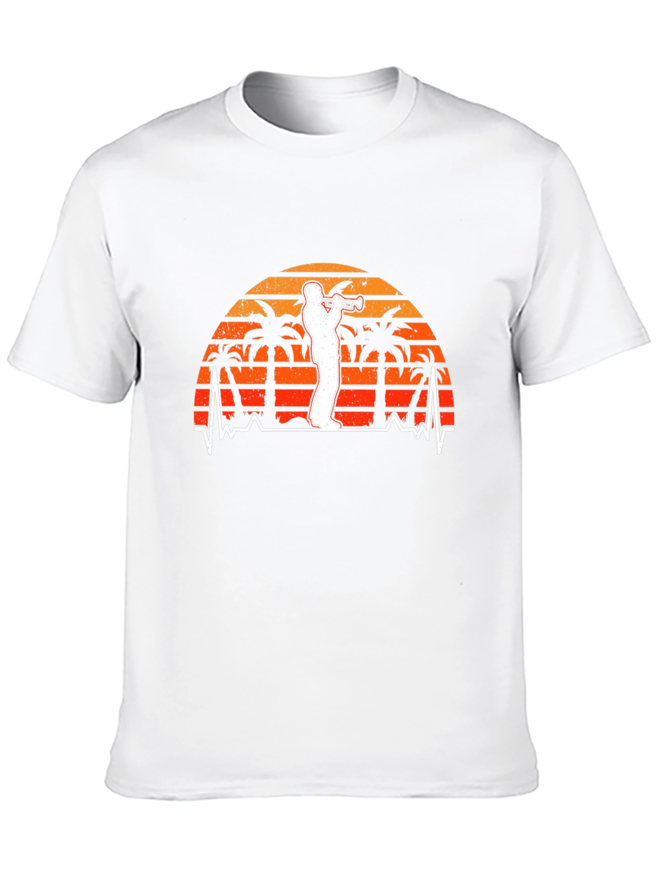 Retro Trumpet Player Tee - Palm Sunset Vibe