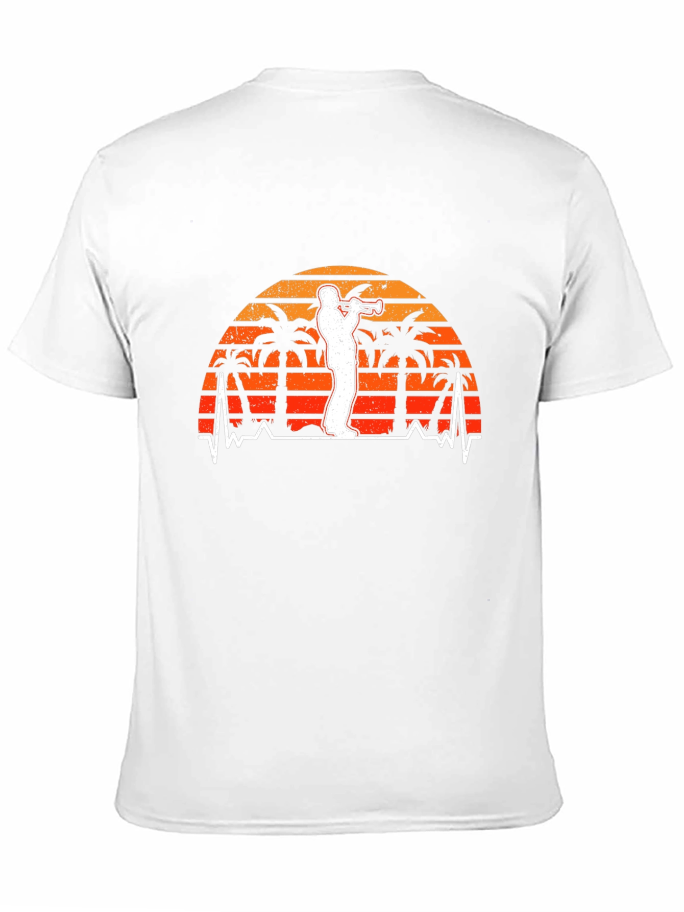 Retro Trumpet Player Tee - Palm Sunset Vibe