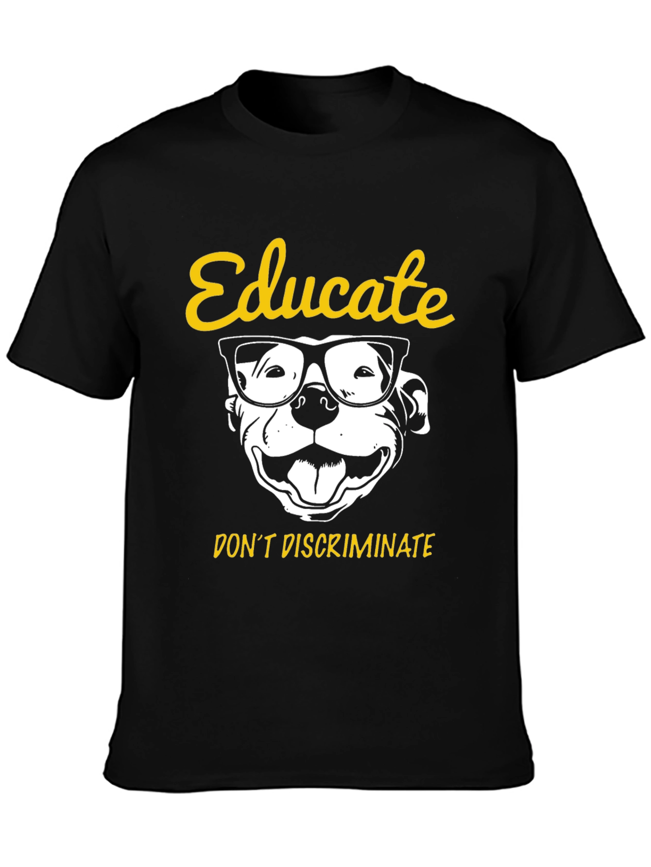 Educate Pitbull Graphic Tee - Black Unisex Shirt
