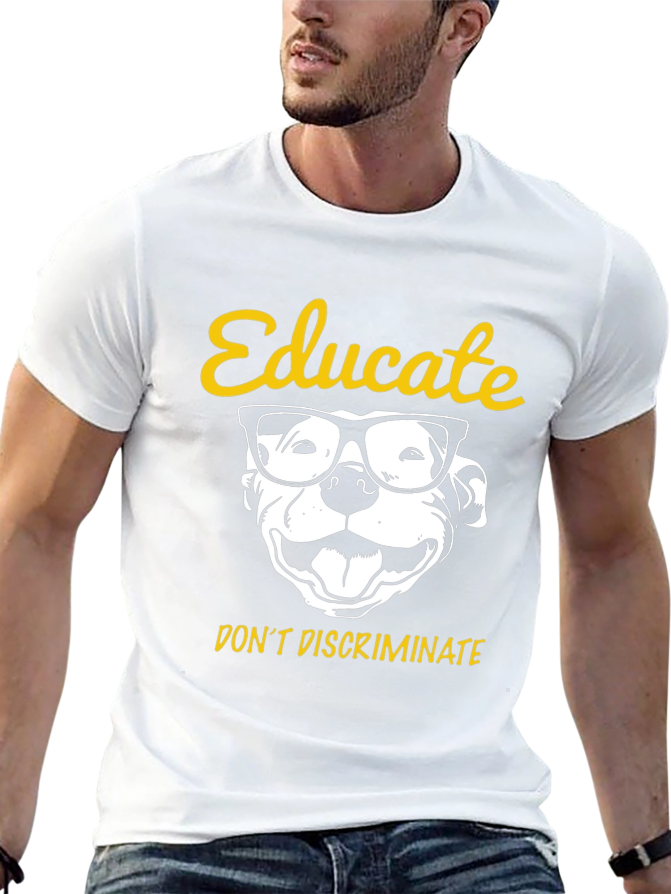 Educate Pitbull Graphic Tee - Black Unisex Shirt