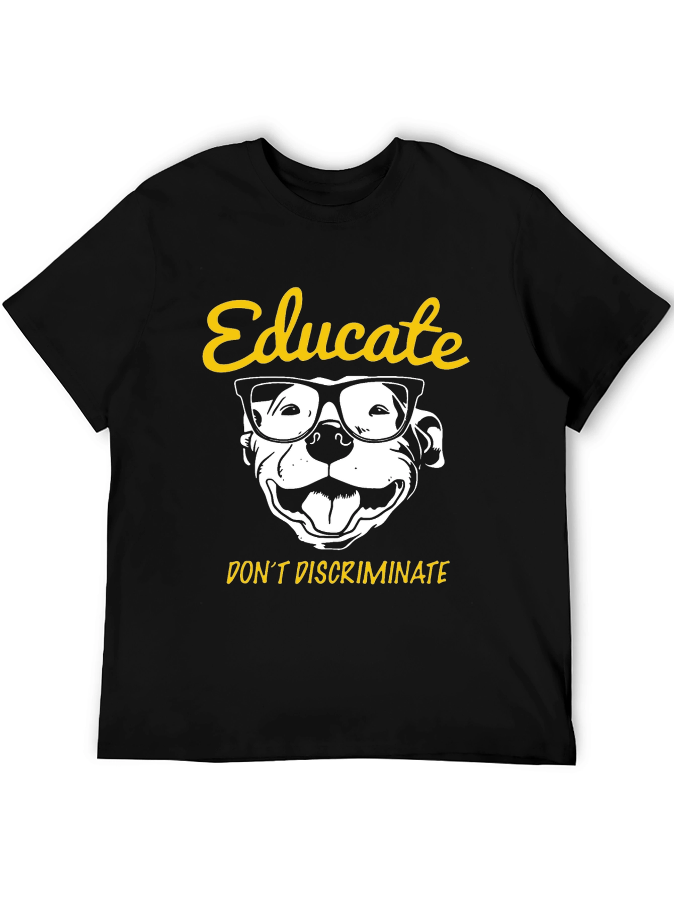 Educate Pitbull Graphic Tee - Black Unisex Shirt