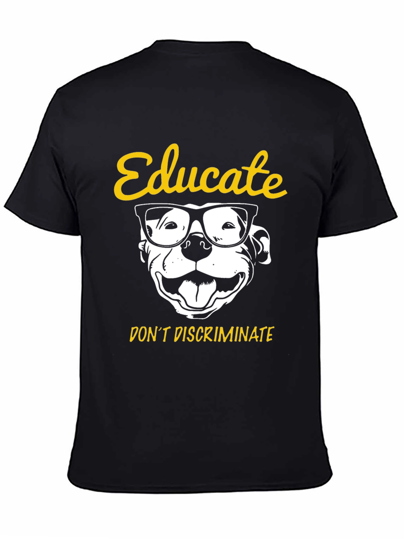 Educate Pitbull Graphic Tee - Black Unisex Shirt