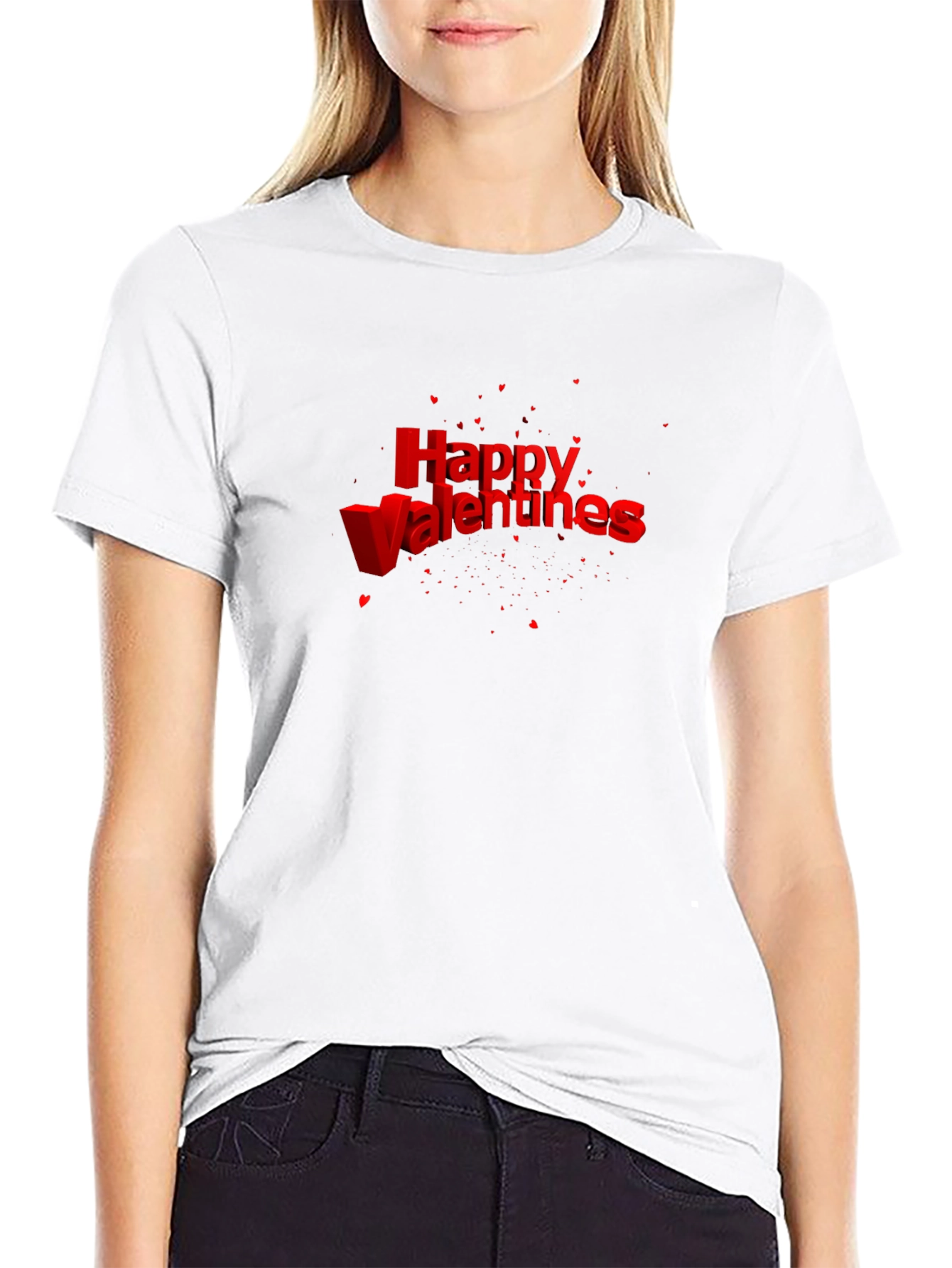 Happy Valentines T-Shirt - Red Text
