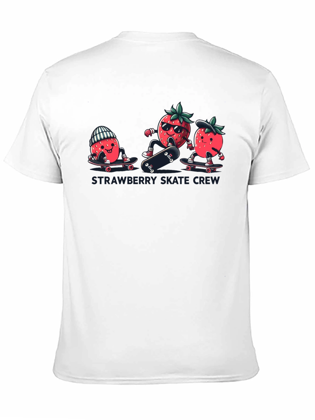 Strawberry Skate Crew T-Shirt - Black Cotton Tee