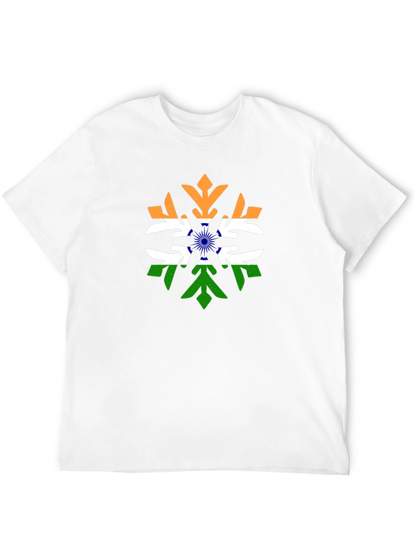 India Flag Snowflake Graphic Tee - Black