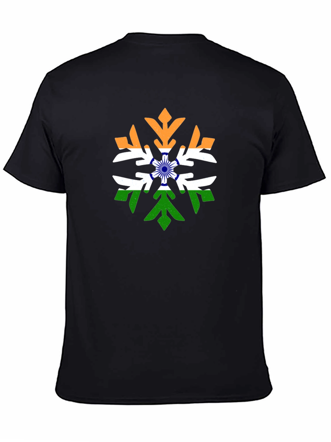 India Flag Snowflake Graphic Tee - Black