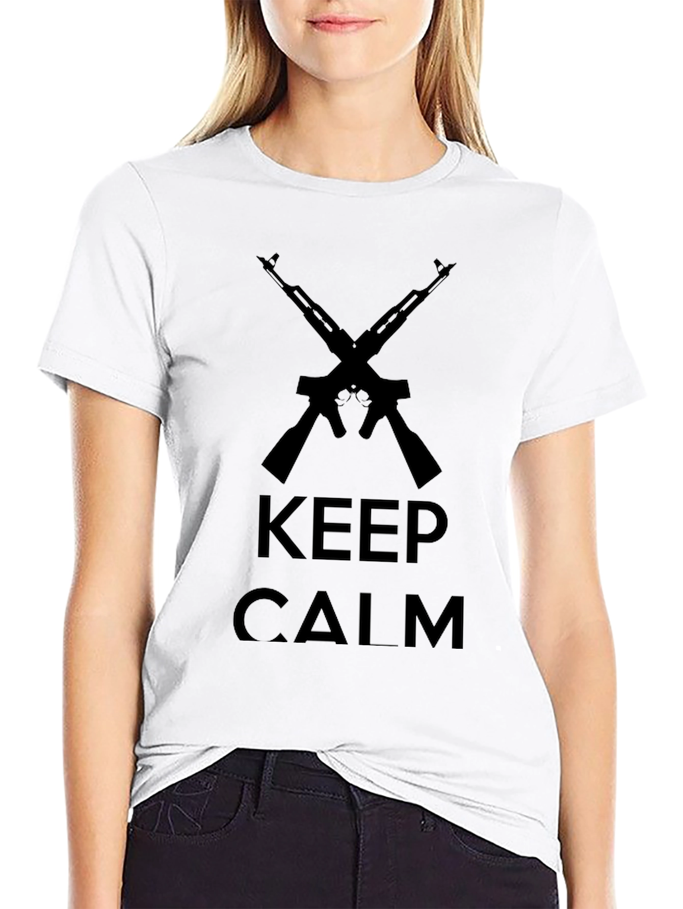 Keep Calm AK-47 Graphic Tee - Black Cotton T-Shirt