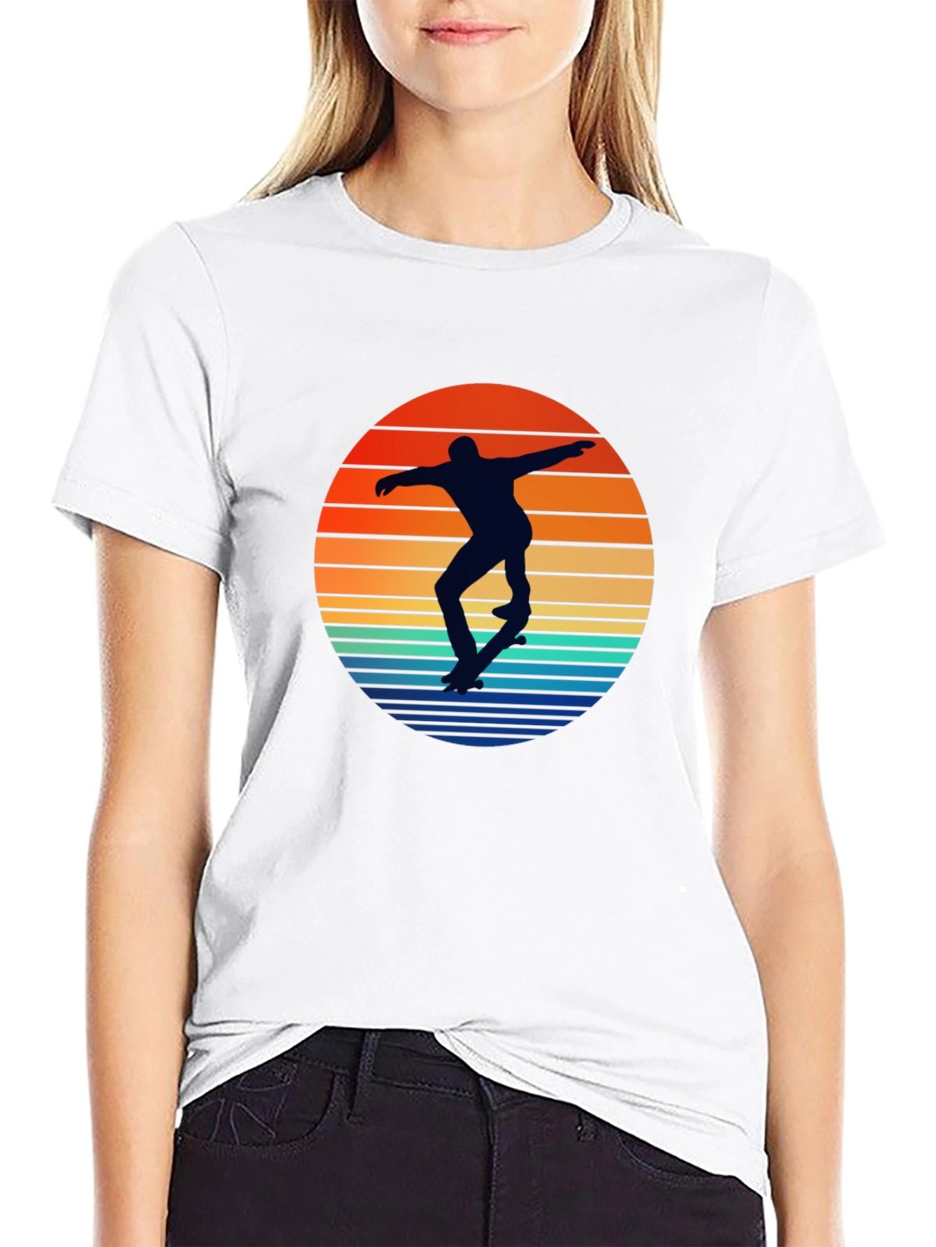 Skateboarder Sunset Graphic Tee - Retro Style