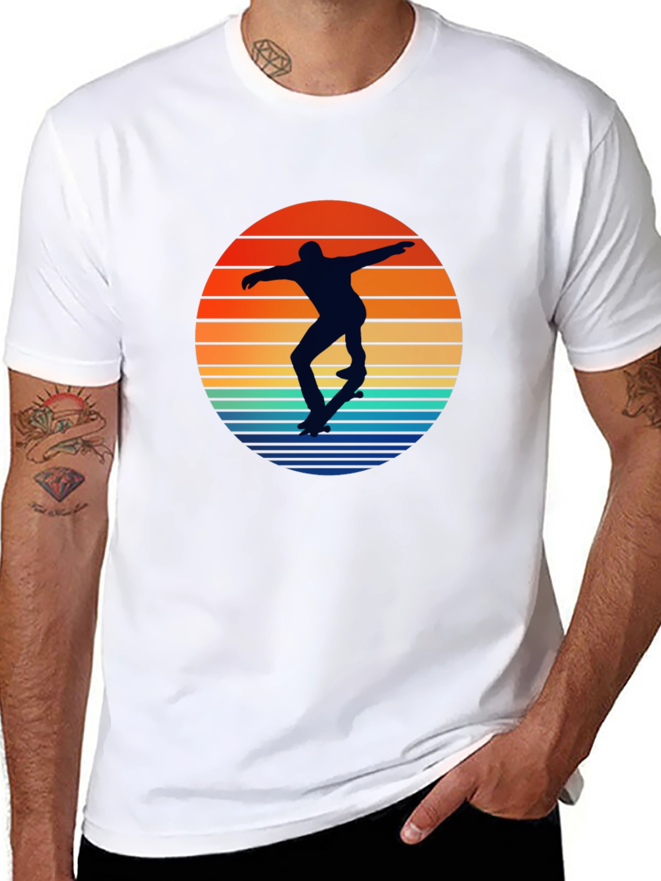 Skateboarder Sunset Graphic Tee - Retro Style