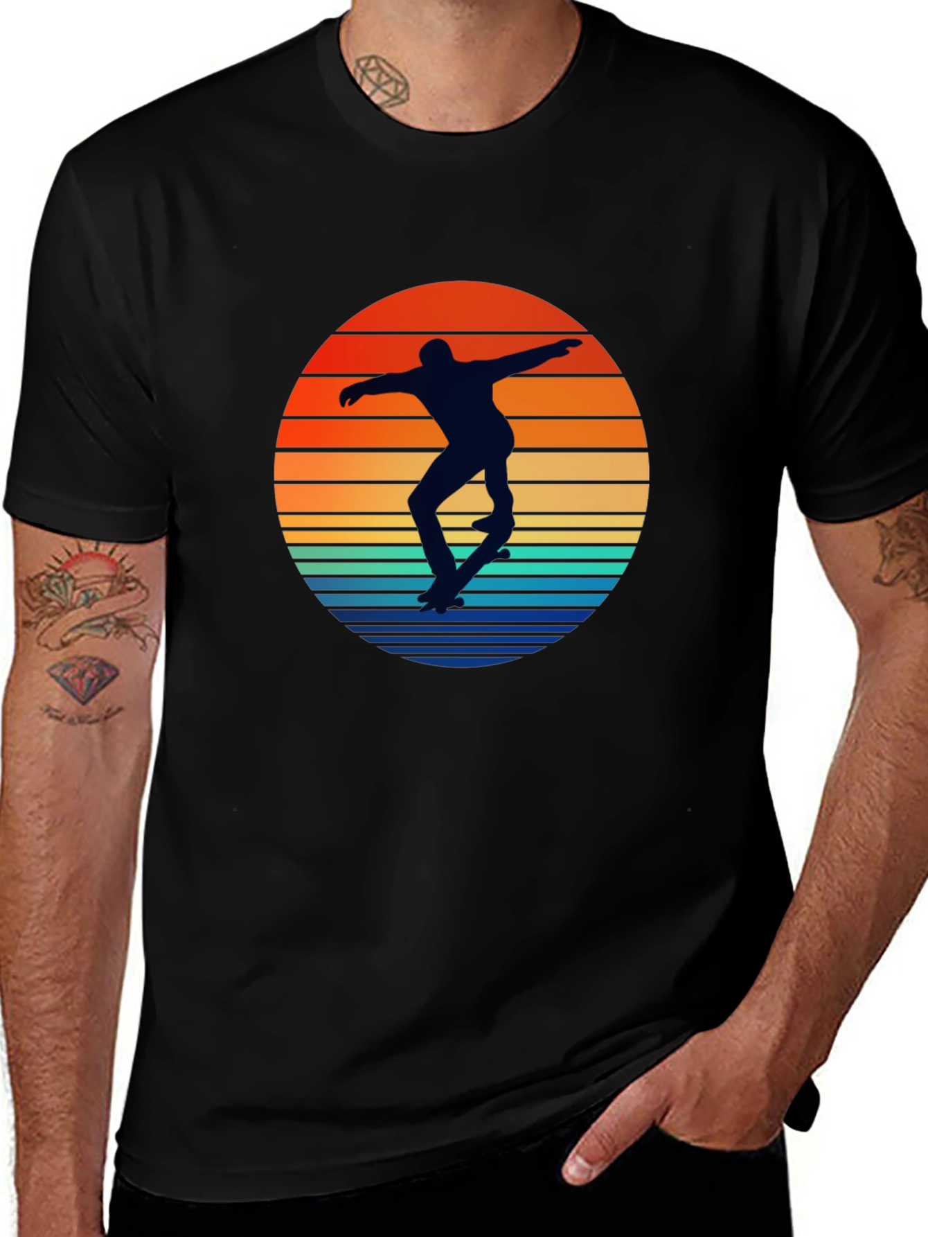 Skateboarder Sunset Graphic Tee - Retro Style