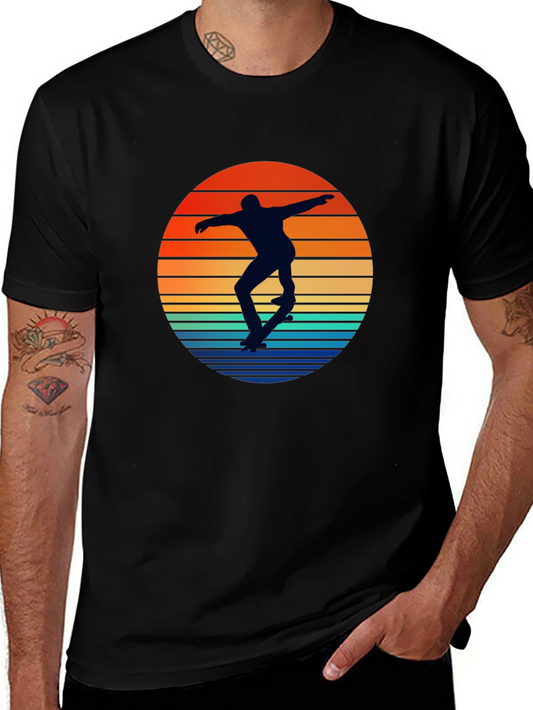 Skateboarder Sunset Graphic Tee - Retro Style