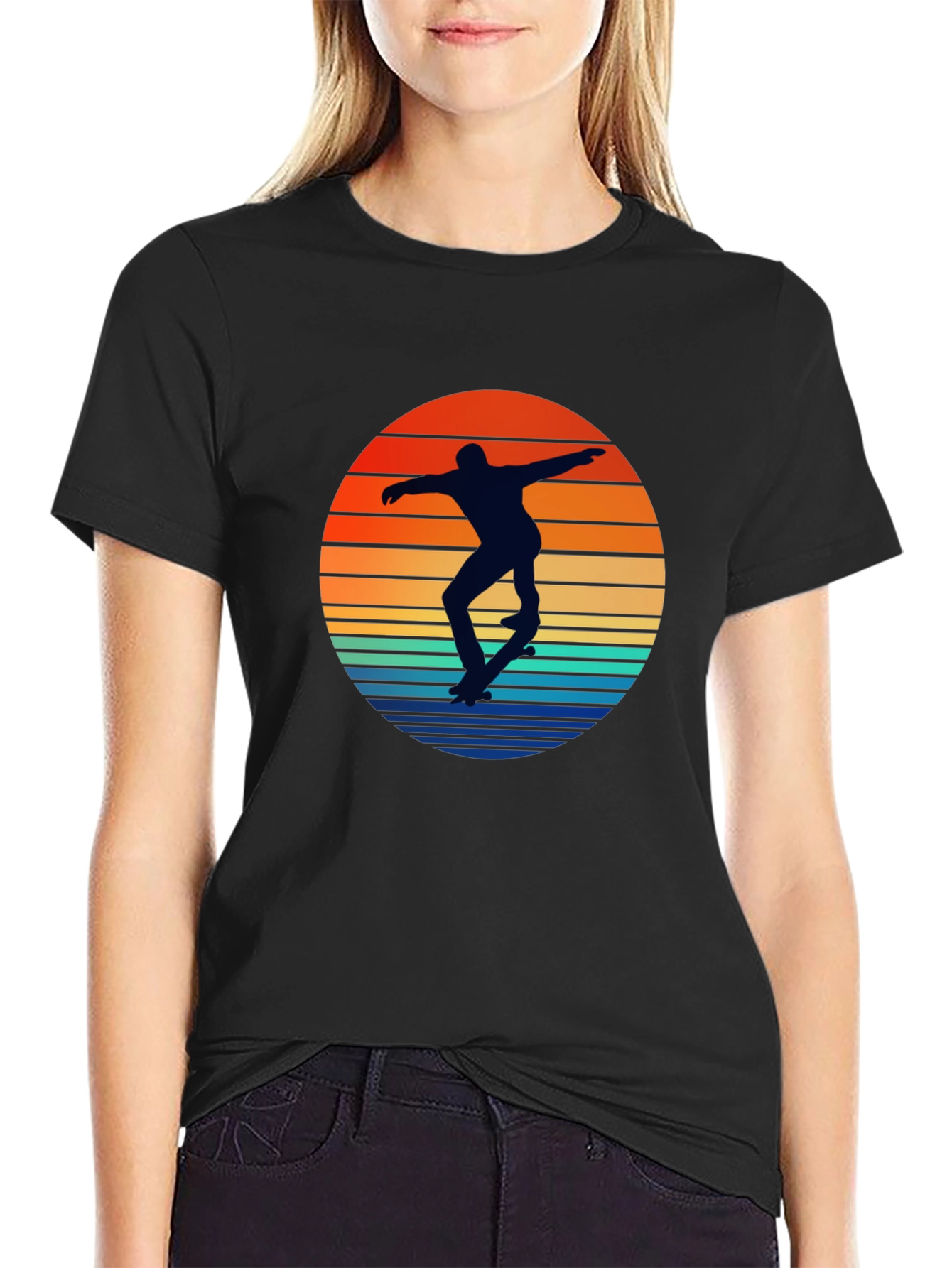 Skateboarder Sunset Graphic Tee - Retro Style