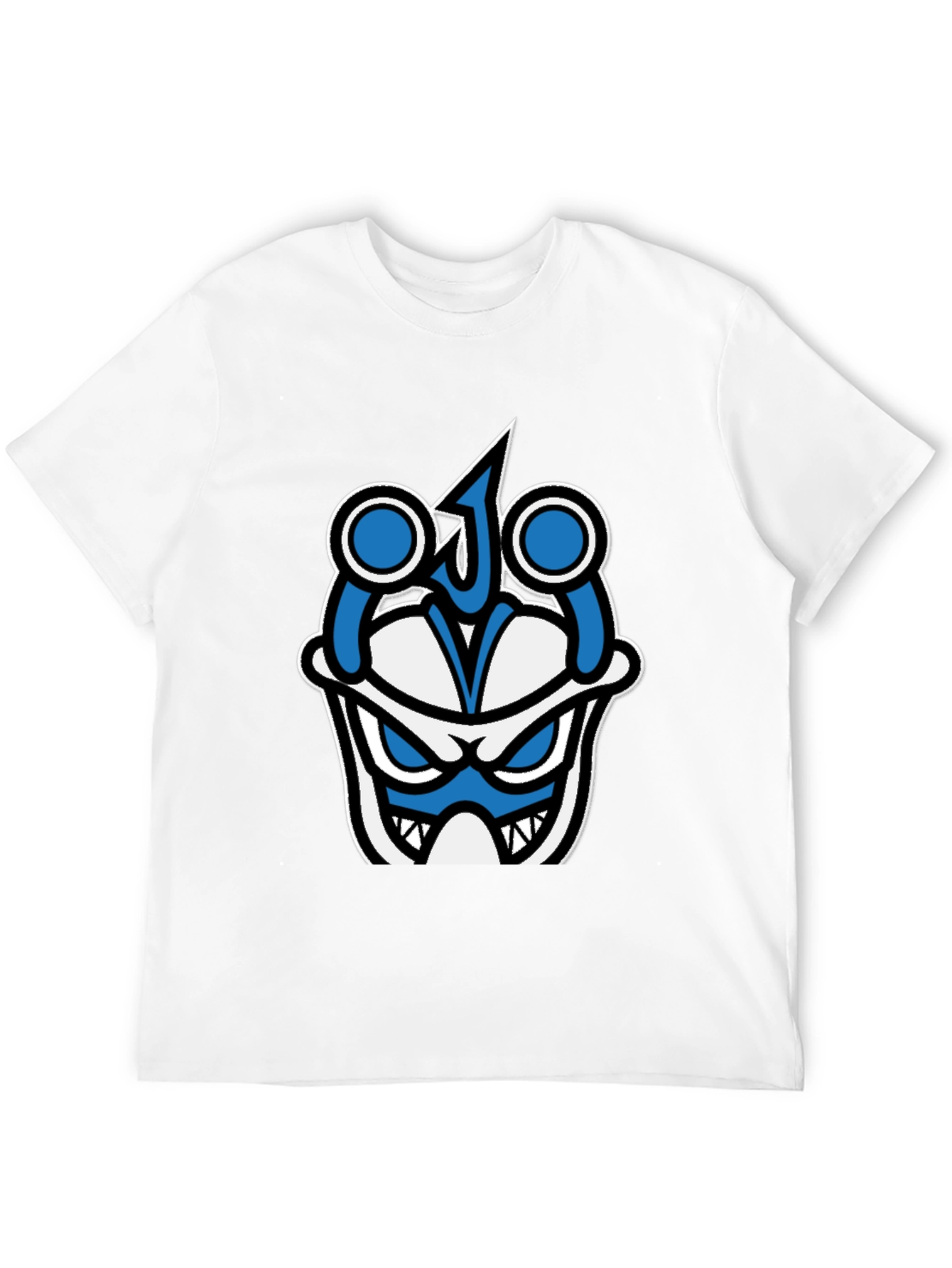 Graphic T-Shirt - Blue & White Angry Face