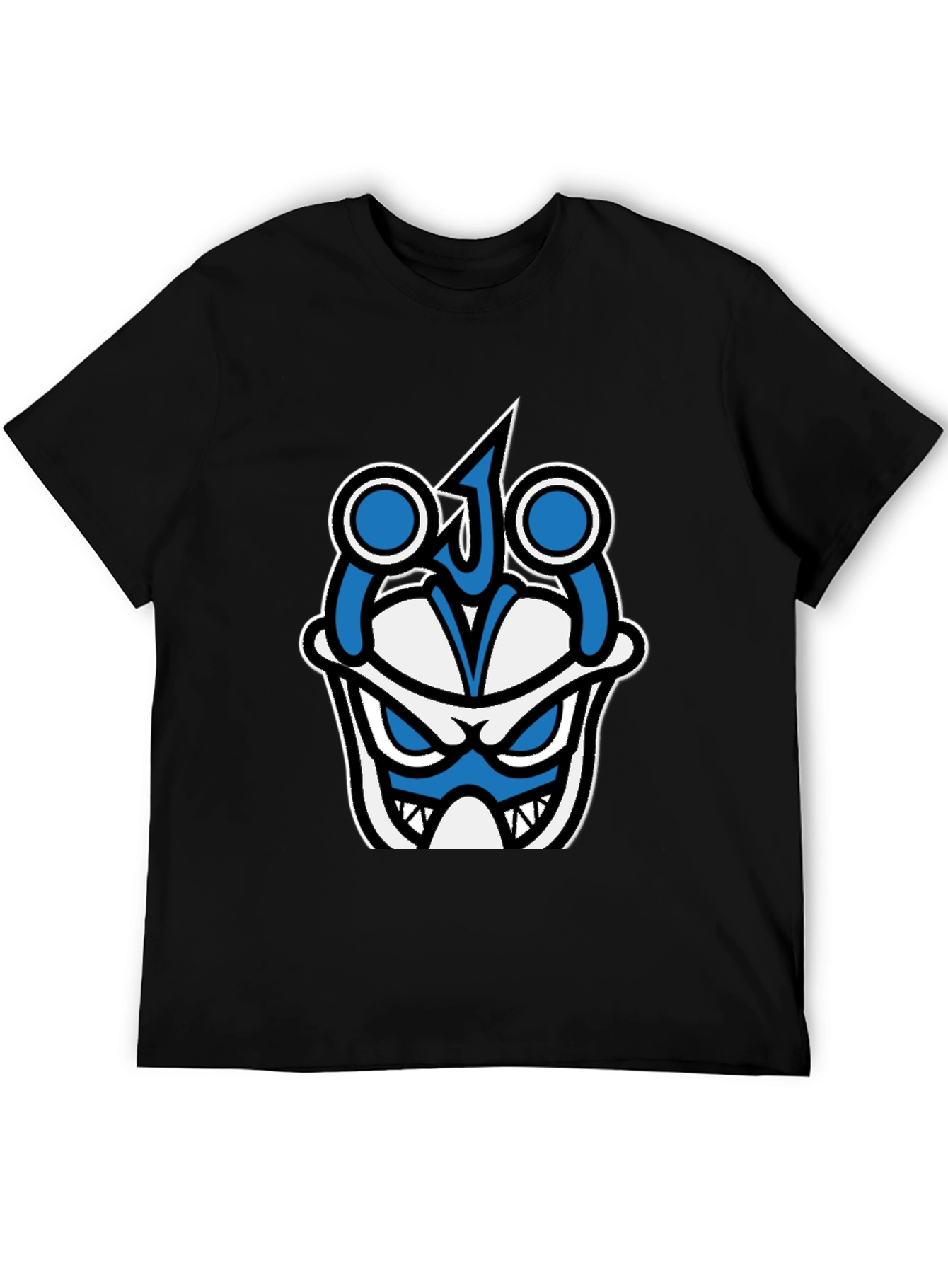 Graphic T-Shirt - Blue & White Angry Face
