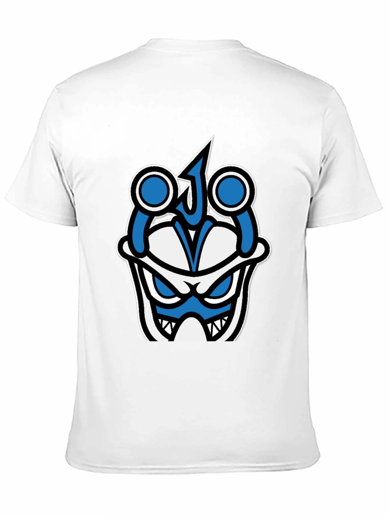 Graphic T-Shirt - Blue & White Angry Face