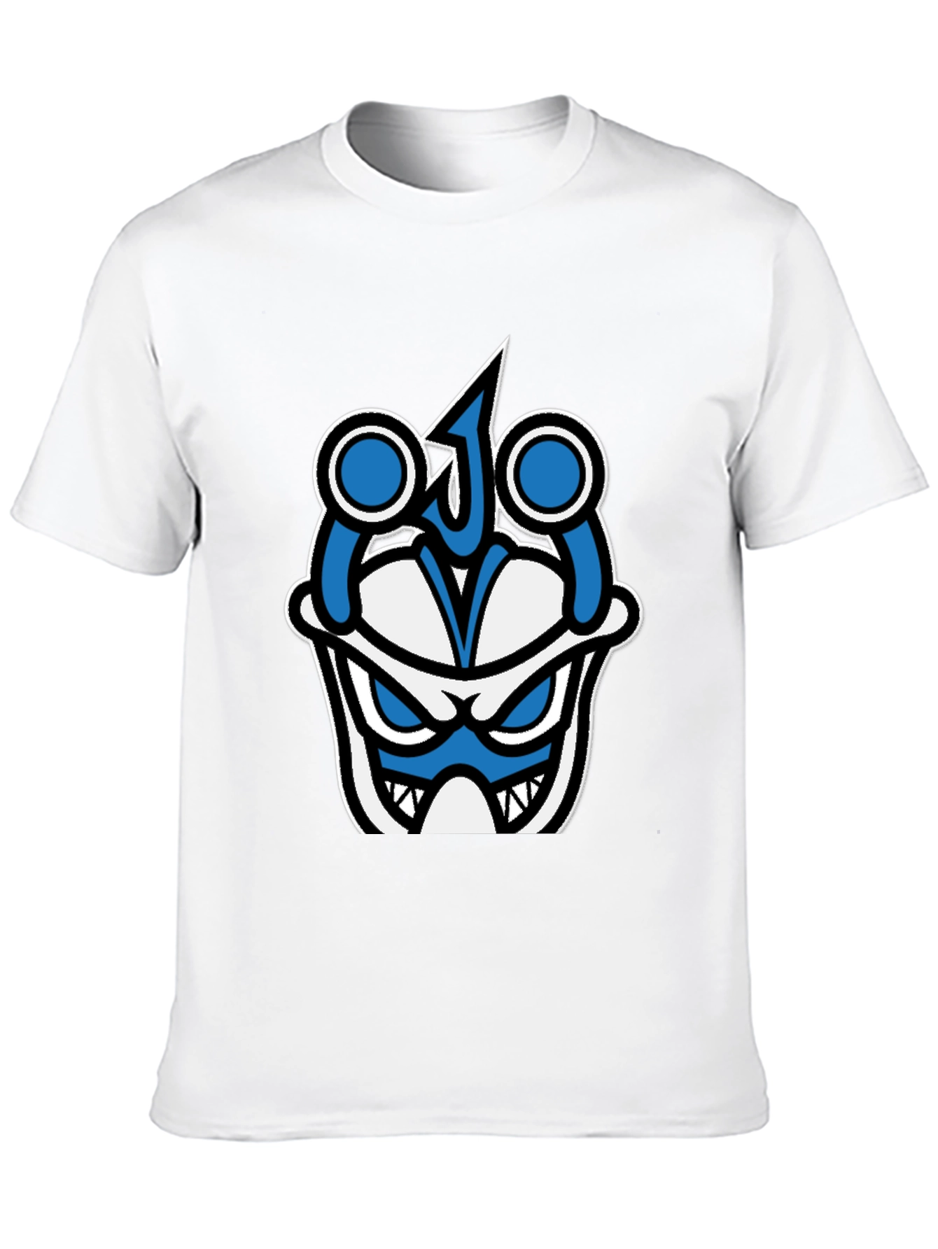 Graphic T-Shirt - Blue & White Angry Face