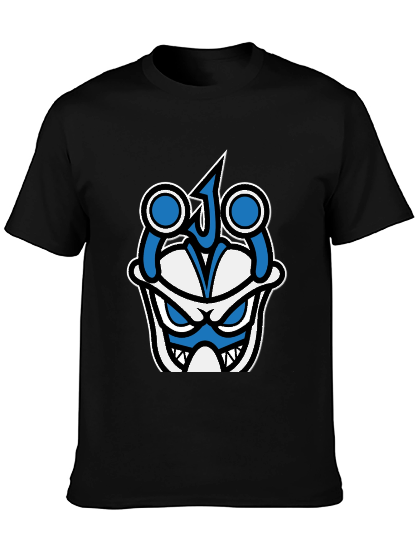 Graphic T-Shirt - Blue & White Angry Face