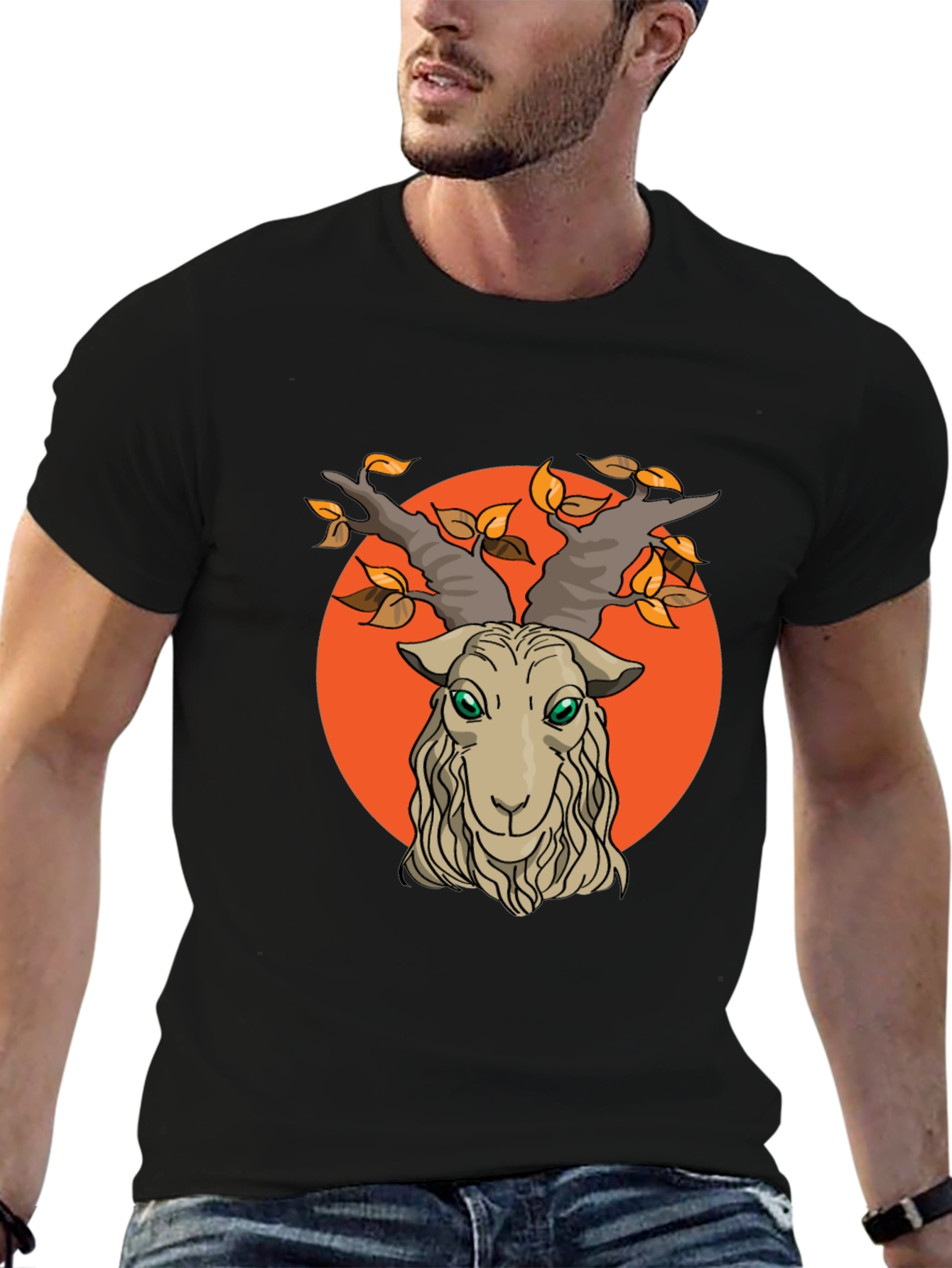 Goat Head Graphic Tee - Mens Black Cotton T-Shirt
