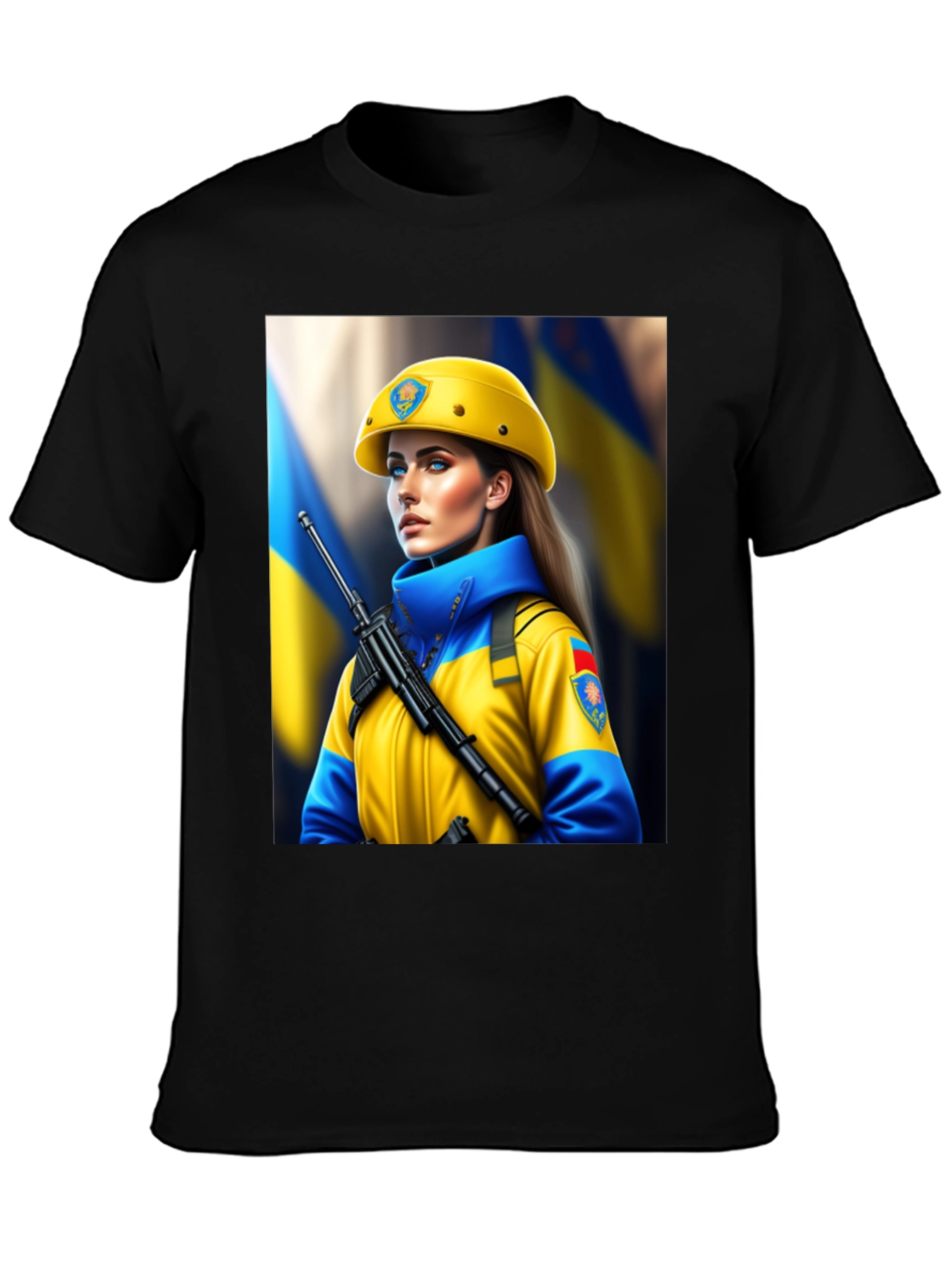 Ukrainian Woman Soldier Graphic T-Shirt