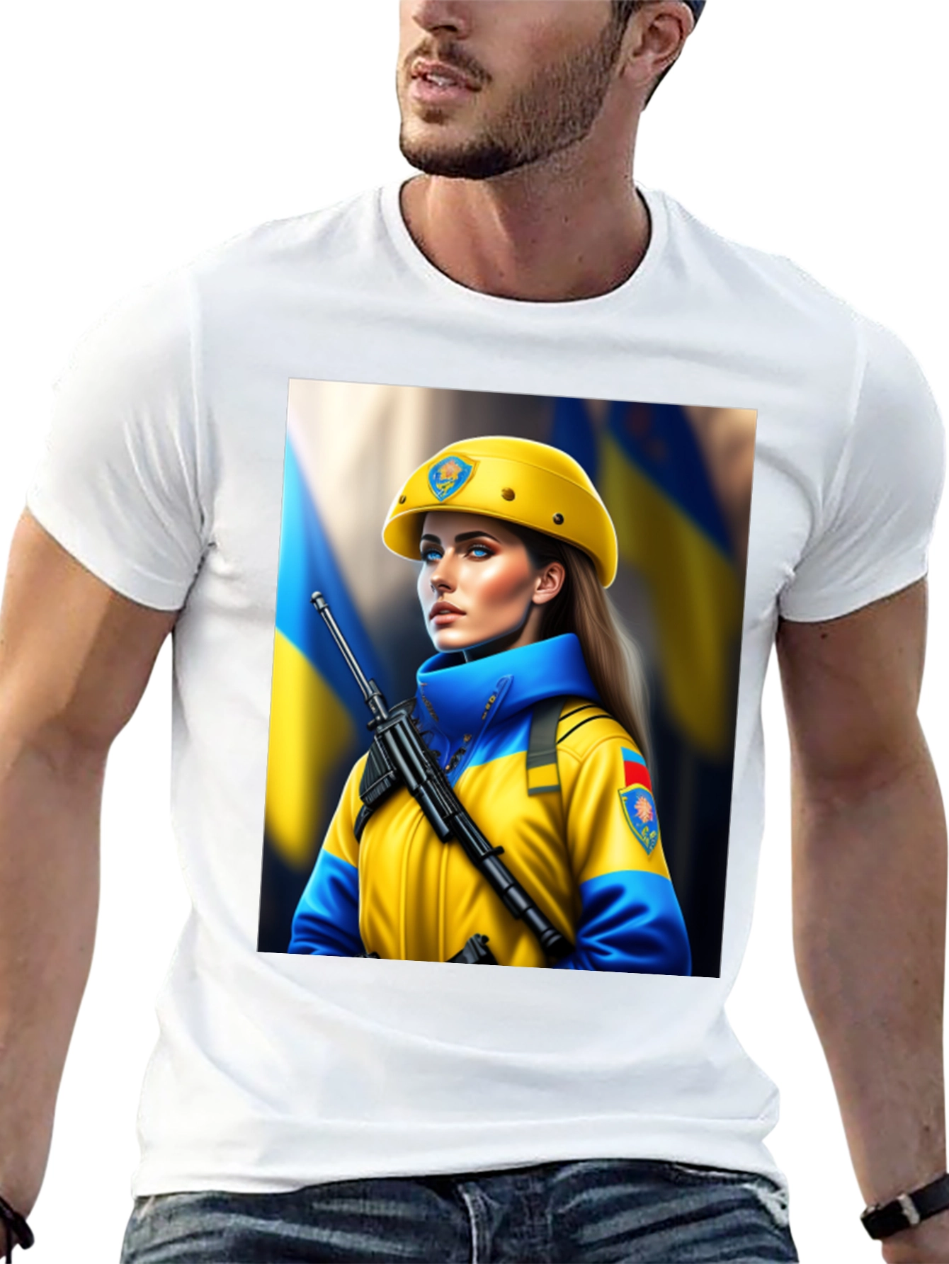 Ukrainian Woman Soldier Graphic T-Shirt