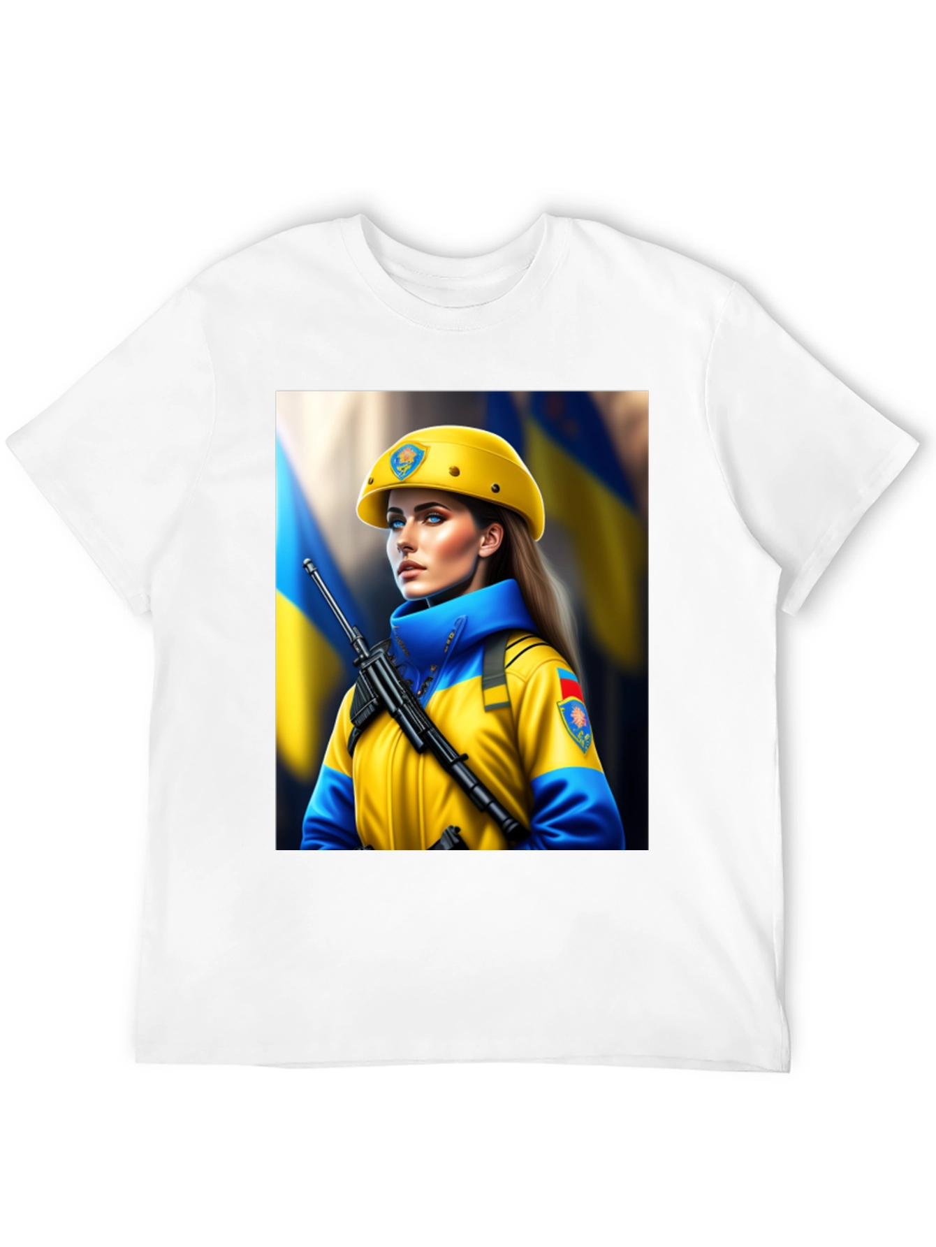 Ukrainian Woman Soldier Graphic T-Shirt