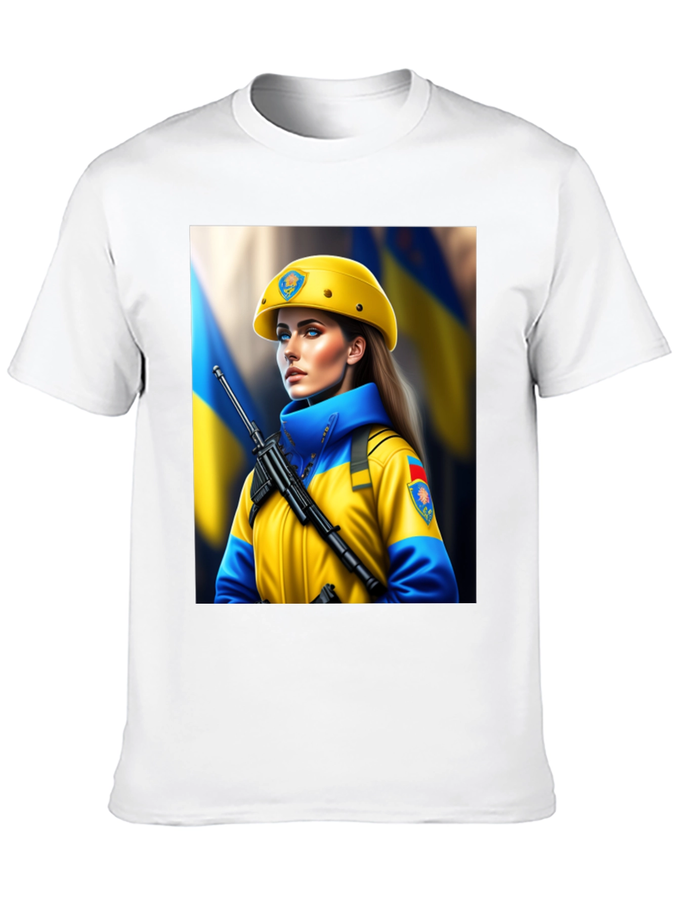 Ukrainian Woman Soldier Graphic T-Shirt