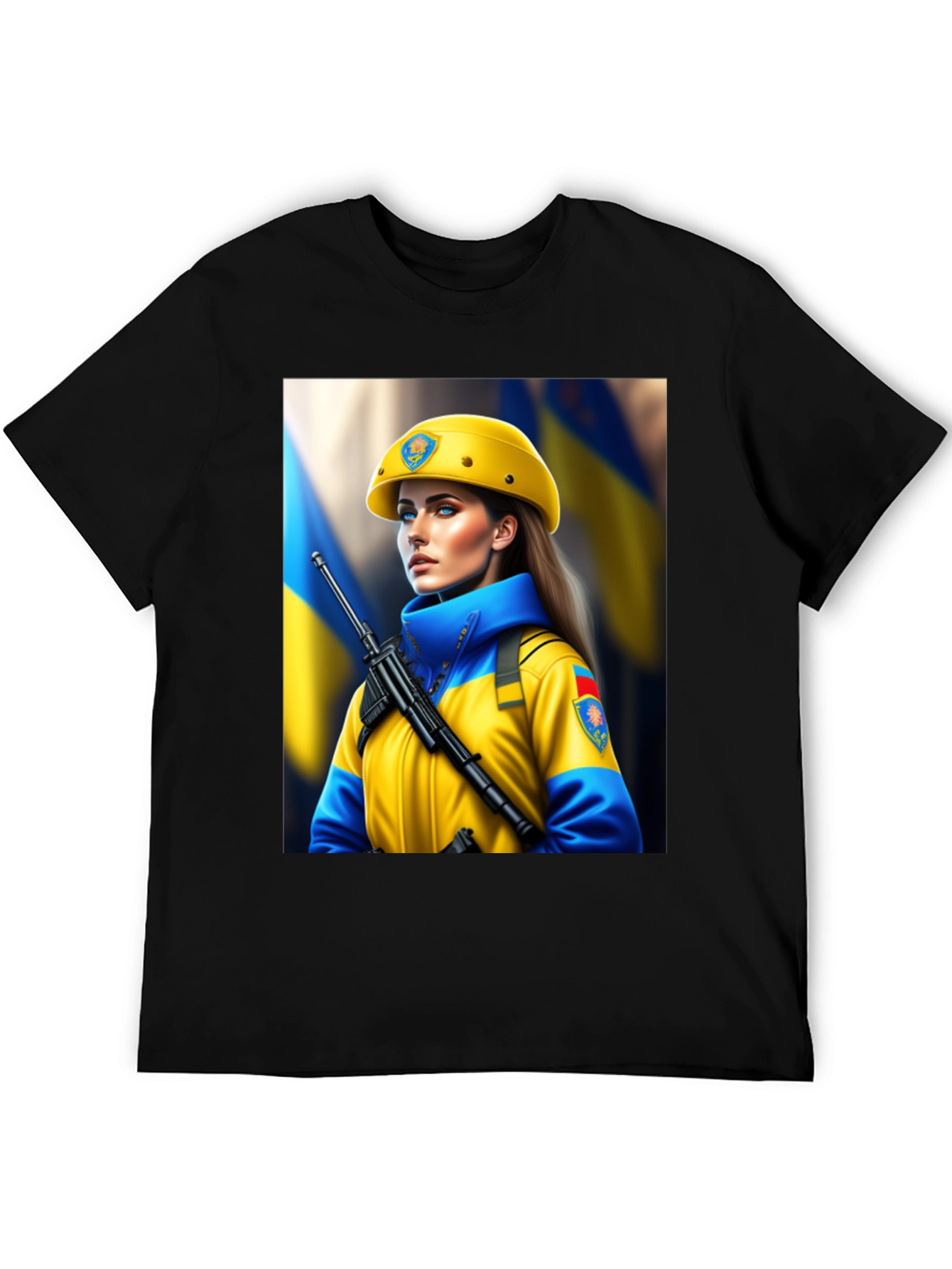 Ukrainian Woman Soldier Graphic T-Shirt