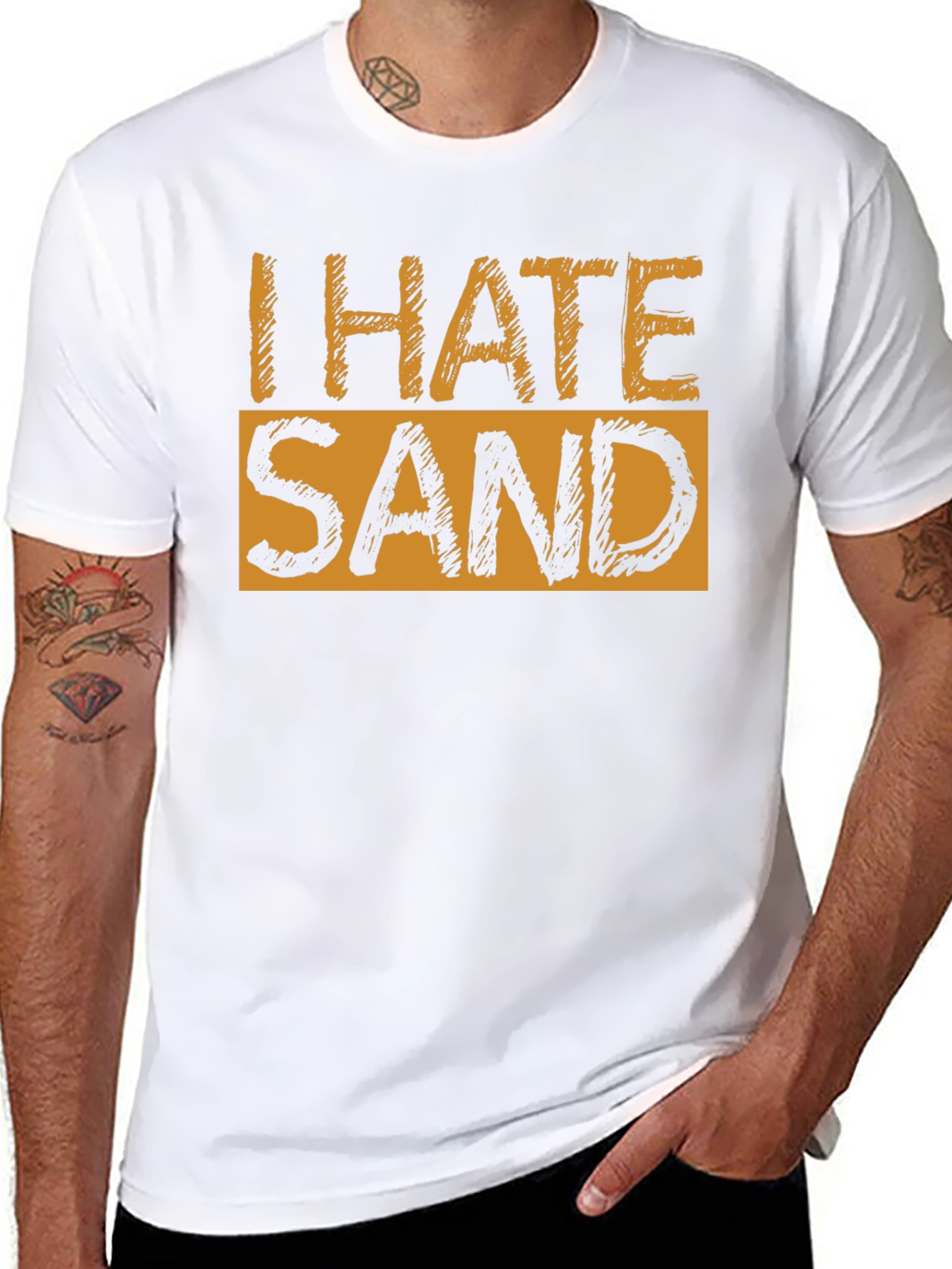 I Hate Sand Graphic T-Shirt - Soft Cotton Blend