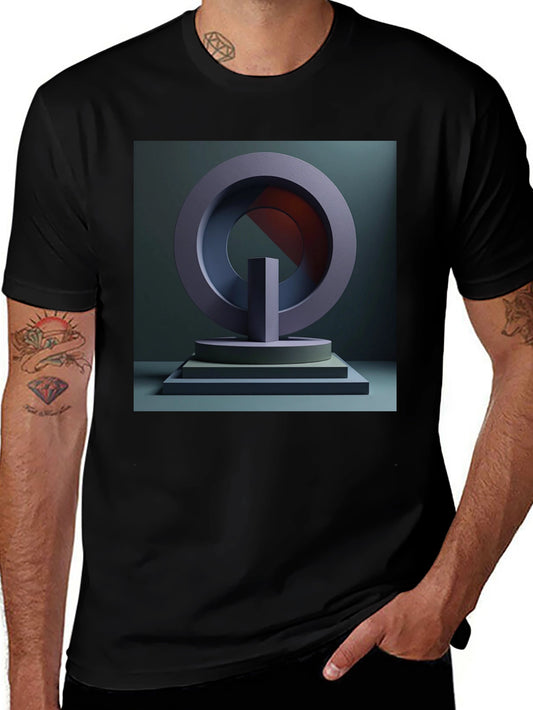 Modern Art Geometric Graphic Tee - Black