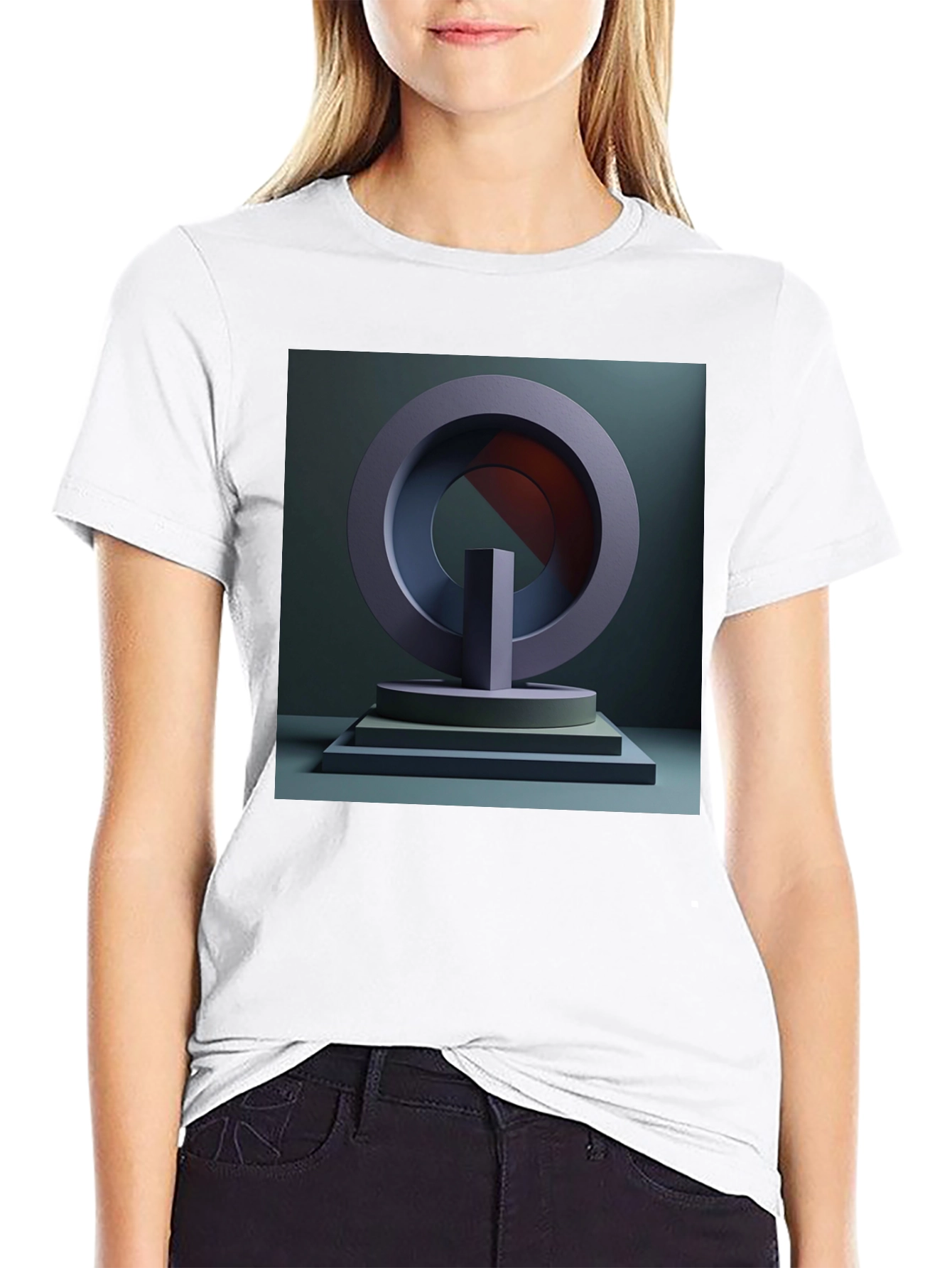 Modern Art Geometric Graphic Tee - Black