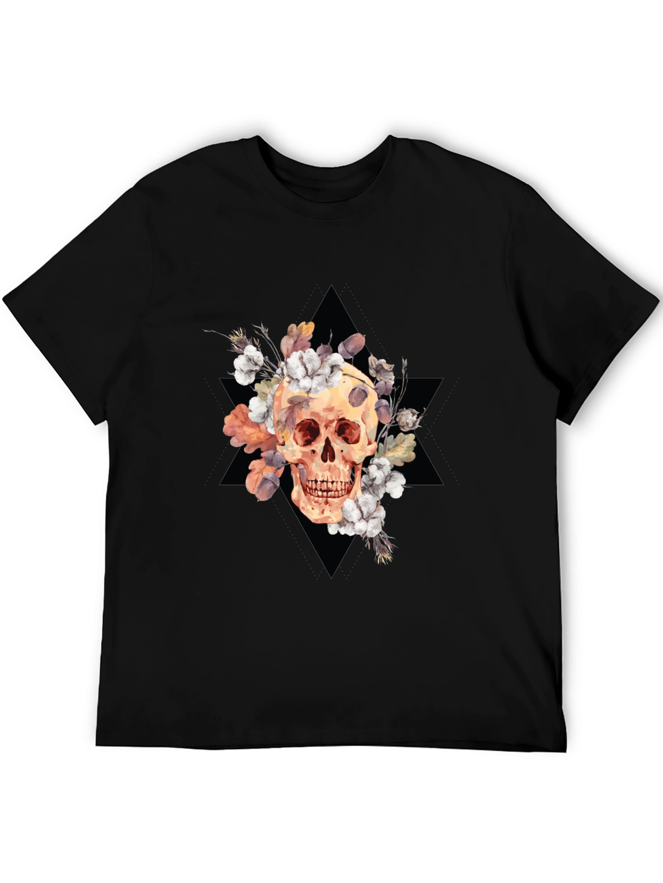 Floral Skull Graphic Tee - Edgy Style