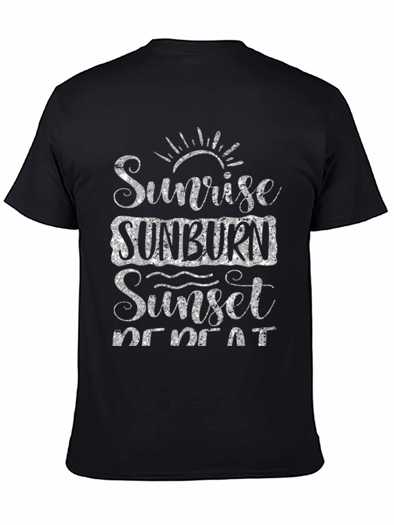 Sunrise Sunburn Sunset Repeat Black Graphic Tee