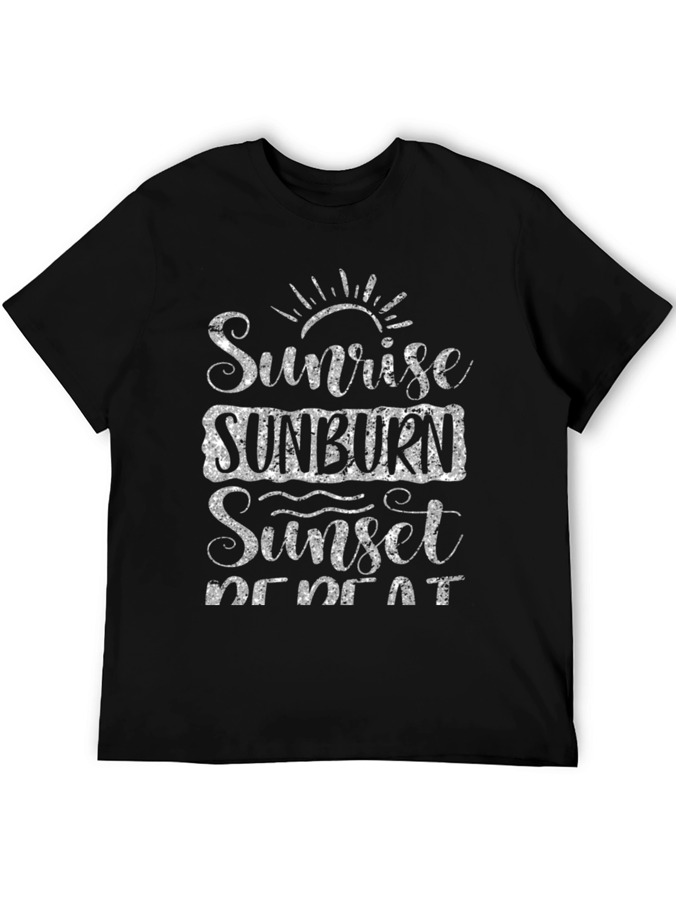 Sunrise Sunburn Sunset Repeat Black Graphic Tee