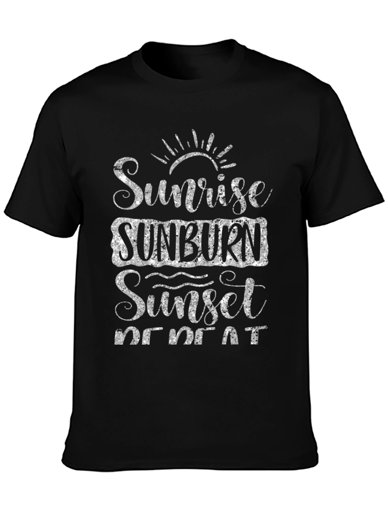 Sunrise Sunburn Sunset Repeat Black Graphic Tee