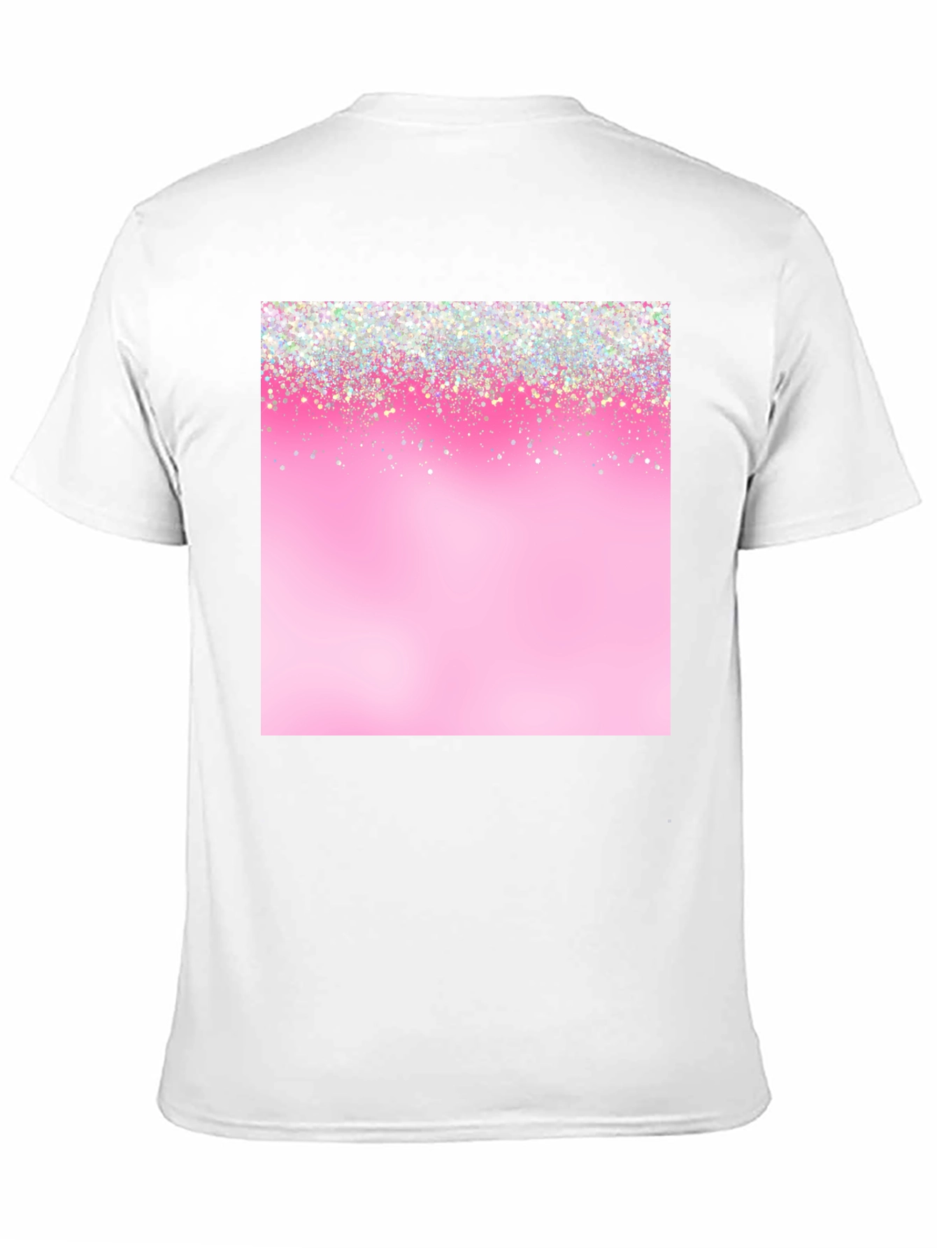 Pink Glitter Sparkle Print Black T-Shirt