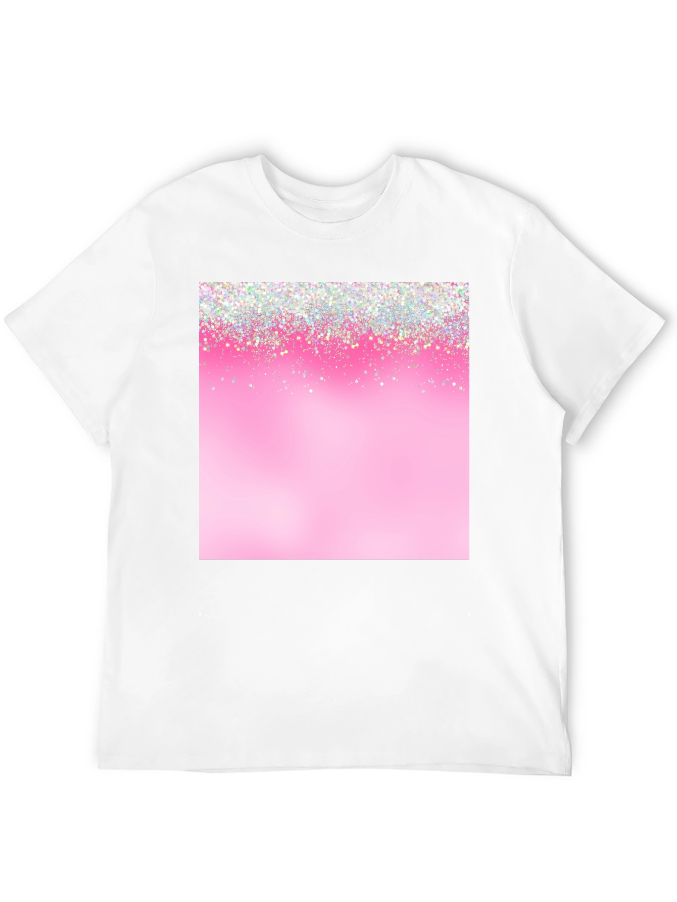 Pink Glitter Sparkle Print Black T-Shirt