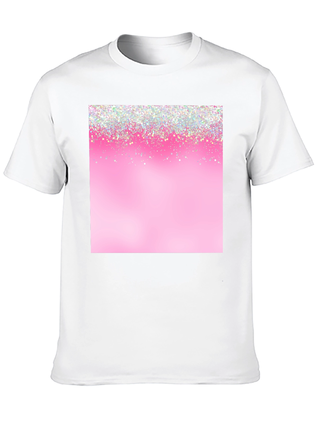 Pink Glitter Sparkle Print Black T-Shirt