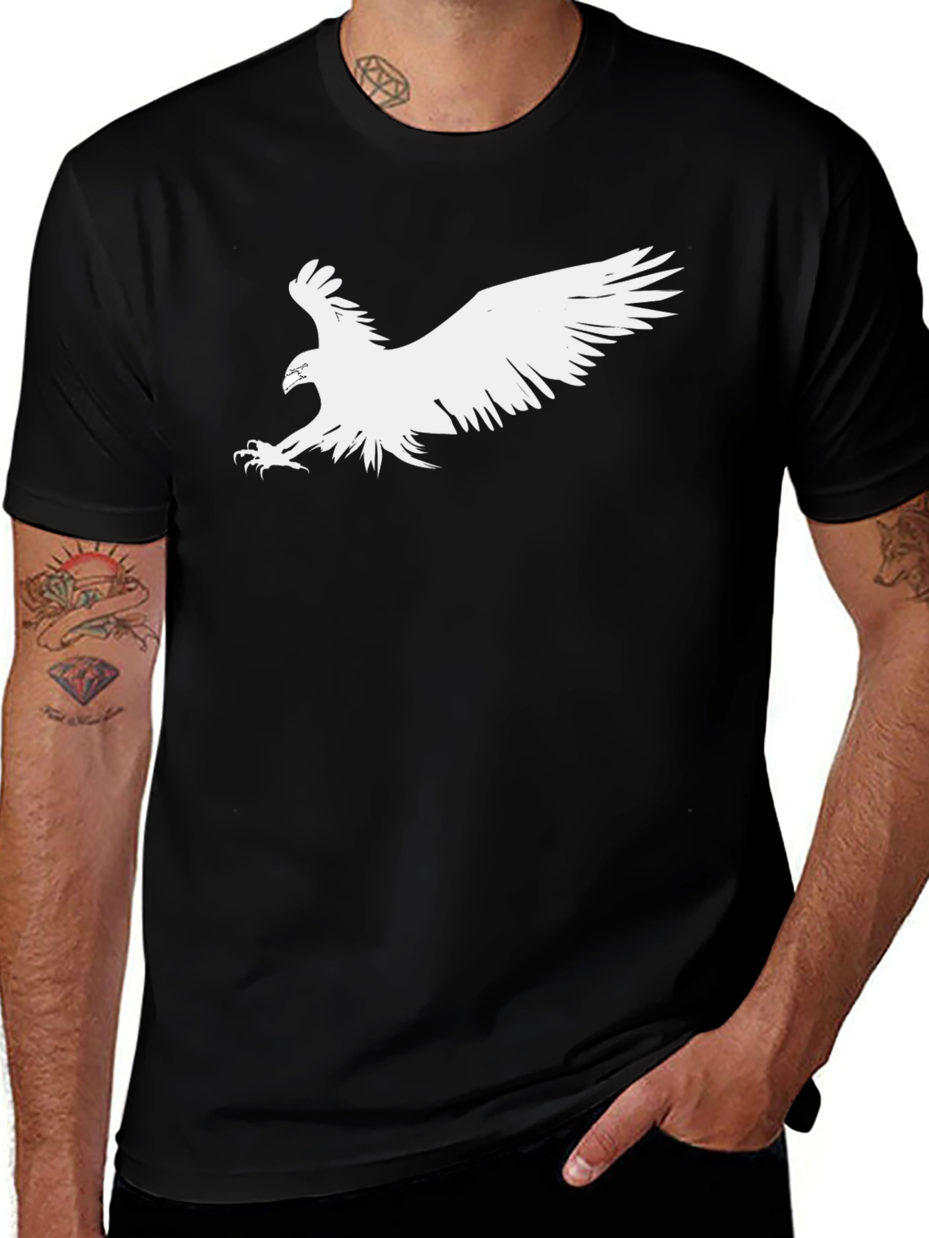 Eagle Graphic Tee - Bold Black Cotton T-Shirt