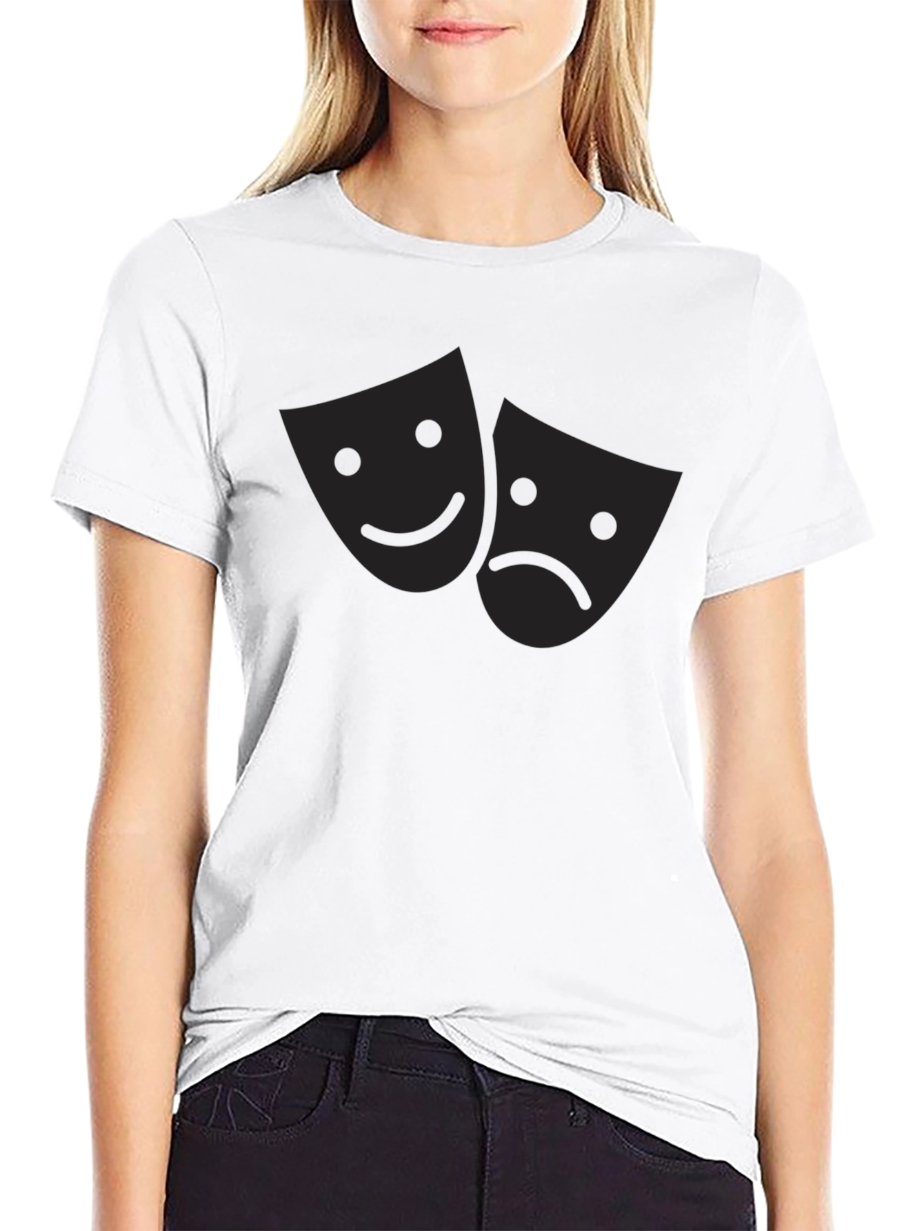 Comedy Tragedy Masks Graphic Tee - Black T-Shirt