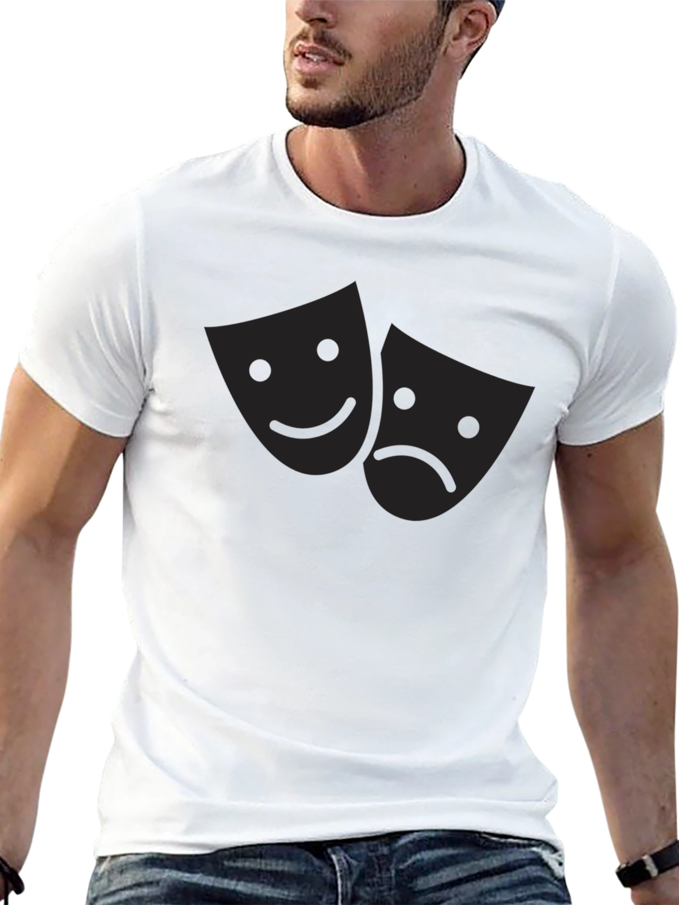 Comedy Tragedy Masks Graphic Tee - Black T-Shirt