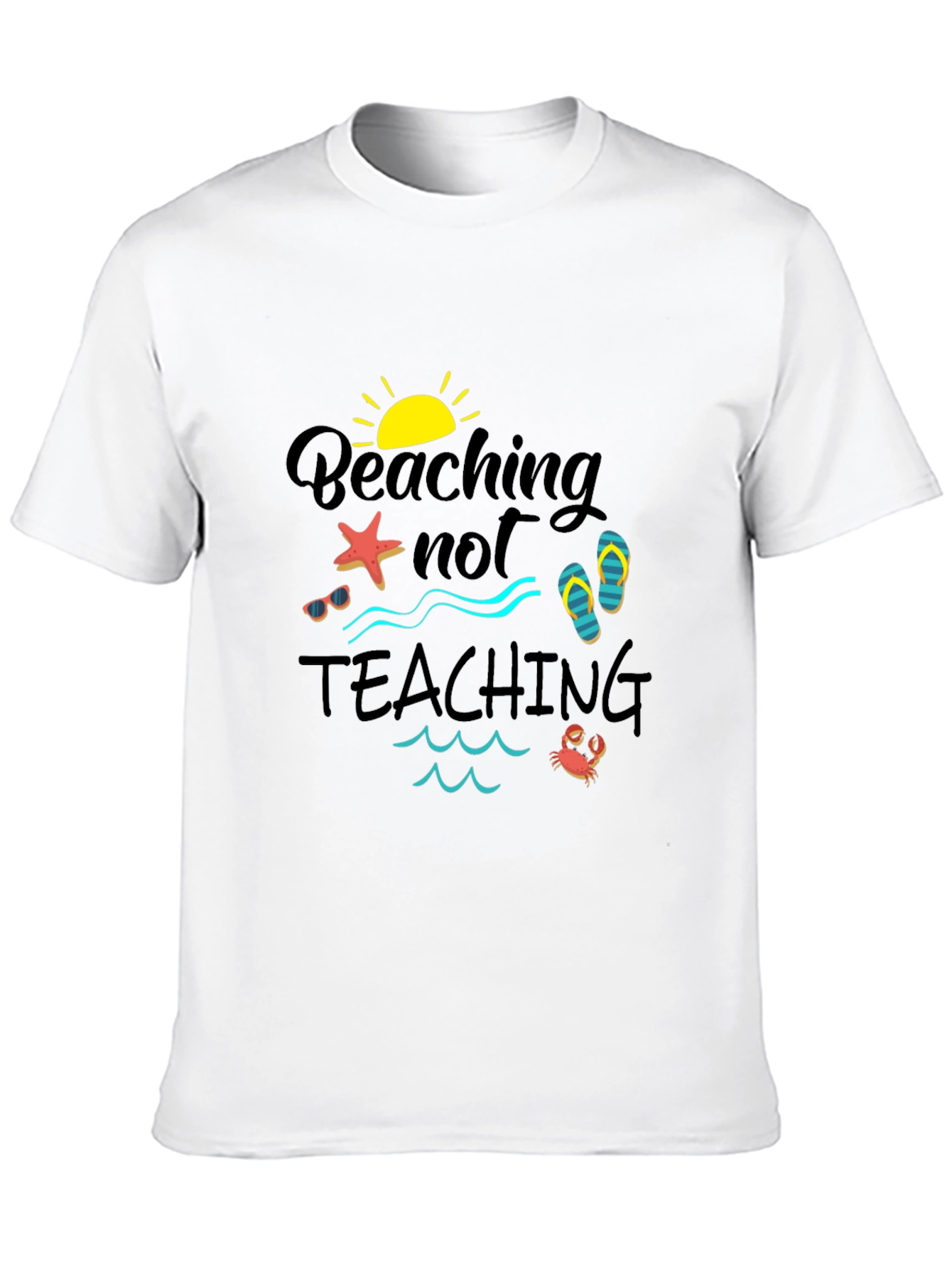 Beaching Not Teaching Black Graphic Tee