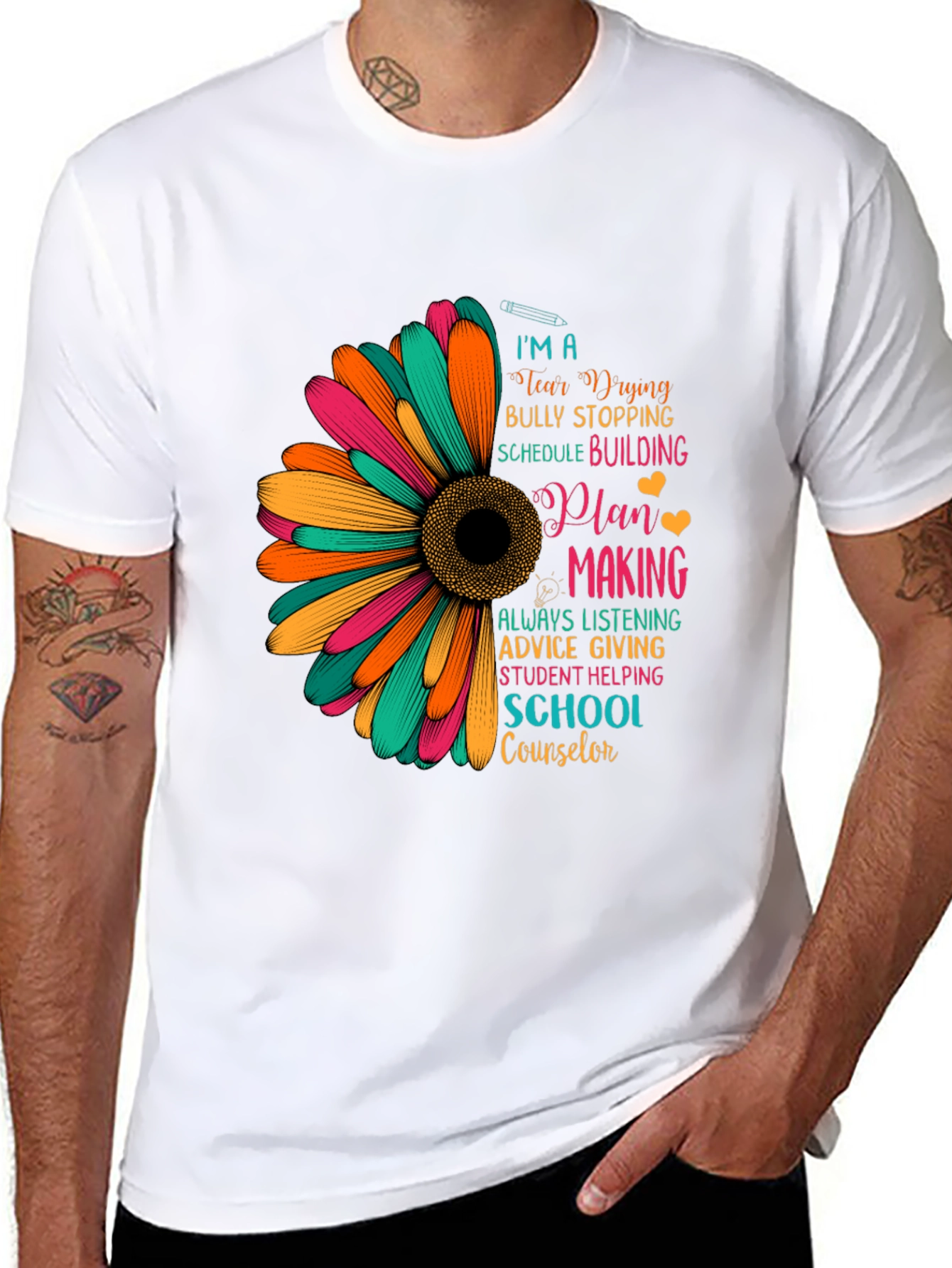 School Counselor Sunflower Graphic T-Shirt