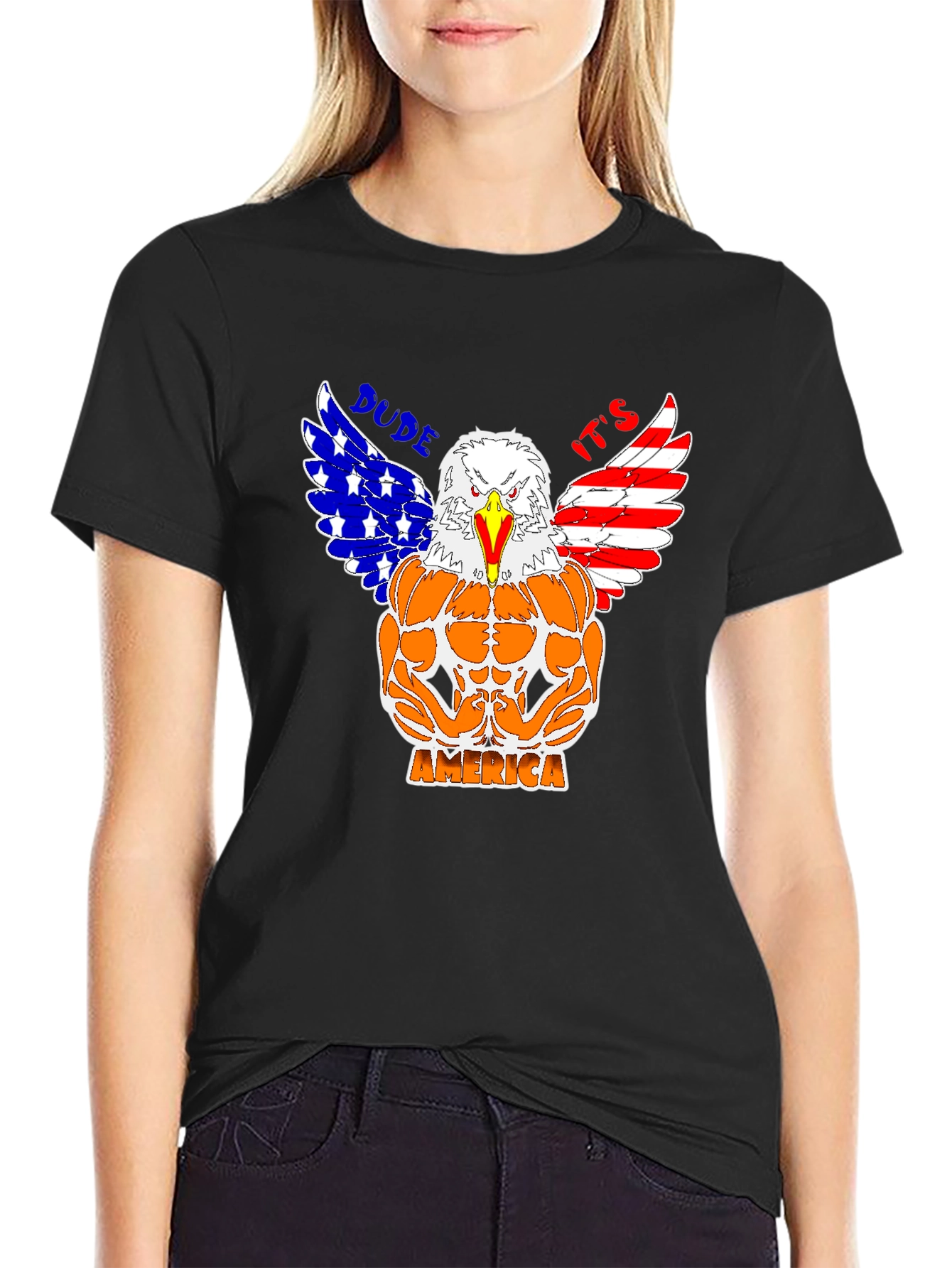 Patriotic Eagle Bodybuilder Graphic T-Shirt