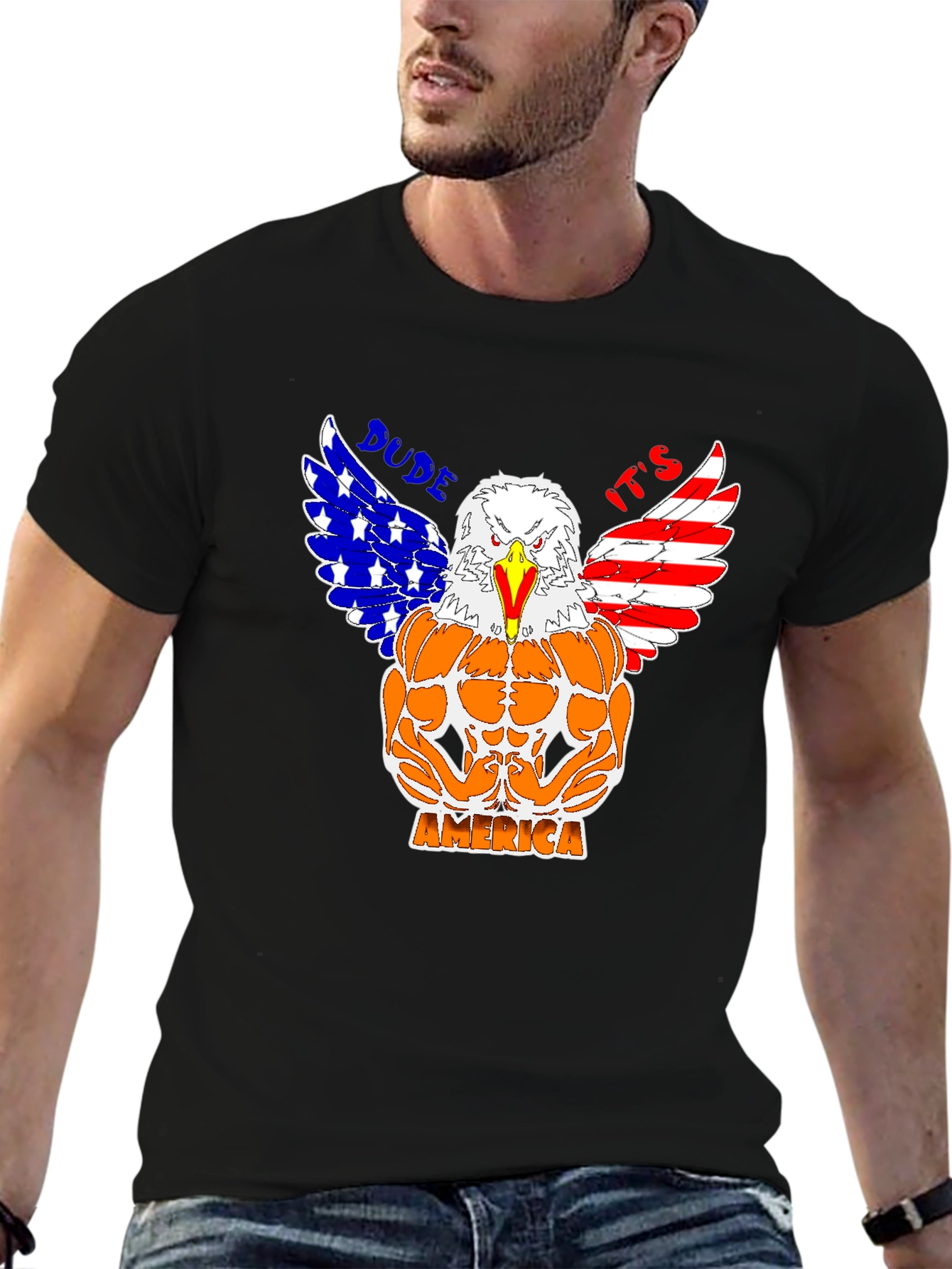 Patriotic Eagle Bodybuilder Graphic T-Shirt