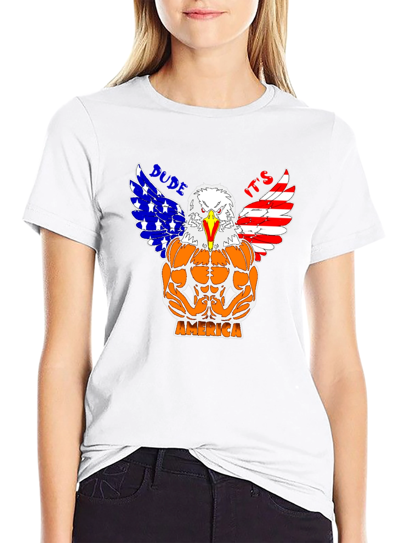 Patriotic Eagle Bodybuilder Graphic T-Shirt