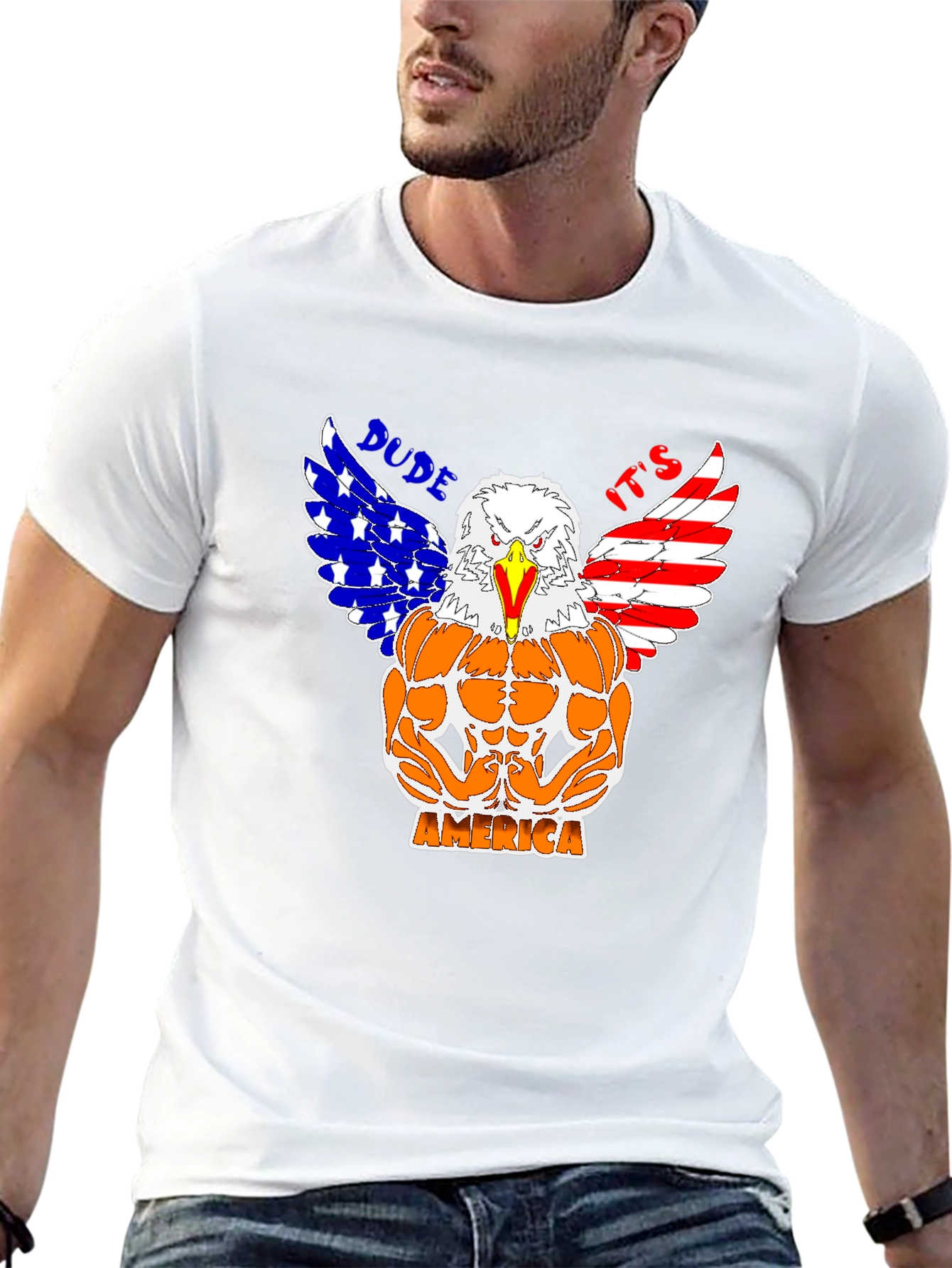 Patriotic Eagle Bodybuilder Graphic T-Shirt