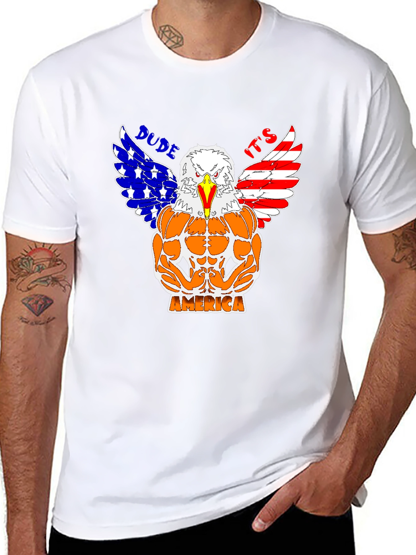 Patriotic Eagle Bodybuilder Graphic T-Shirt
