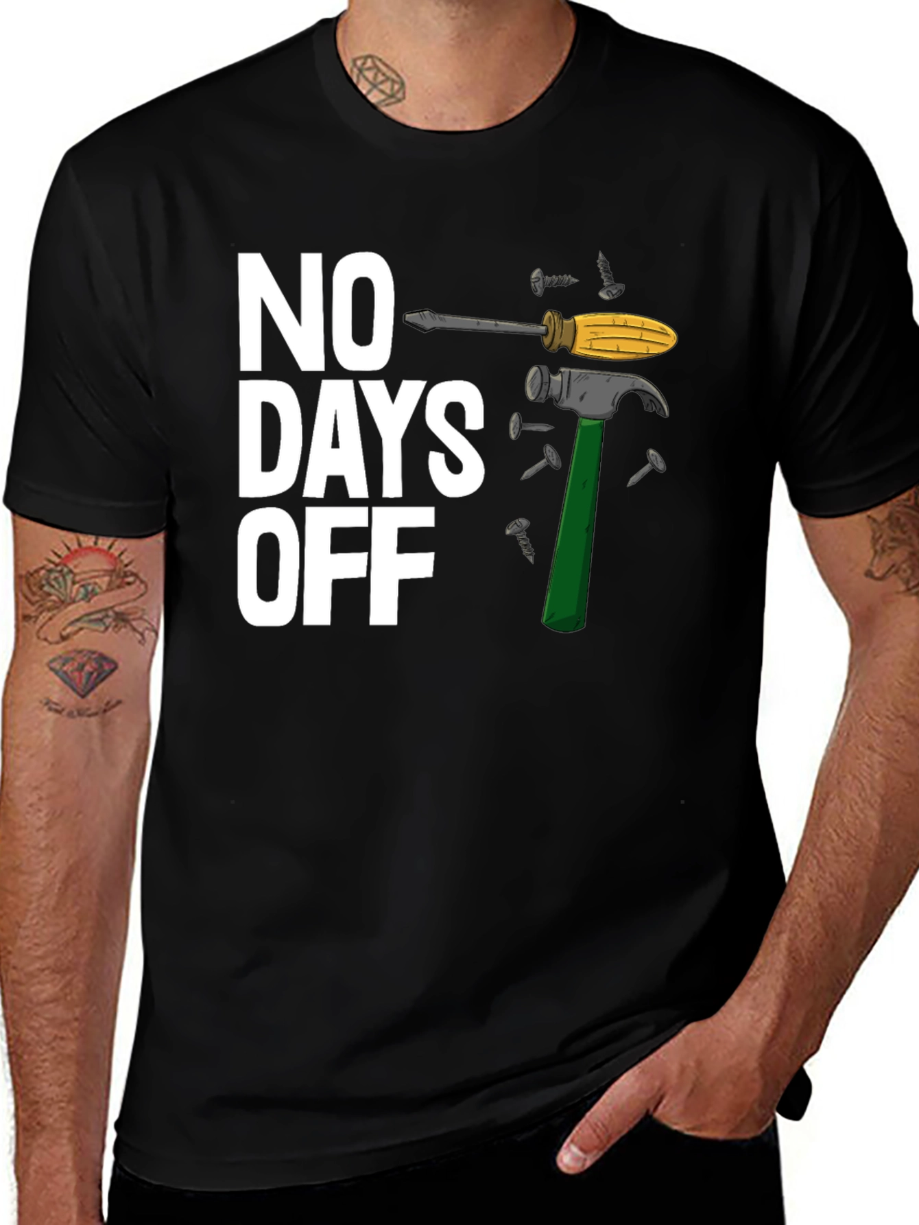 No Days Off Graphic T-Shirt - Black