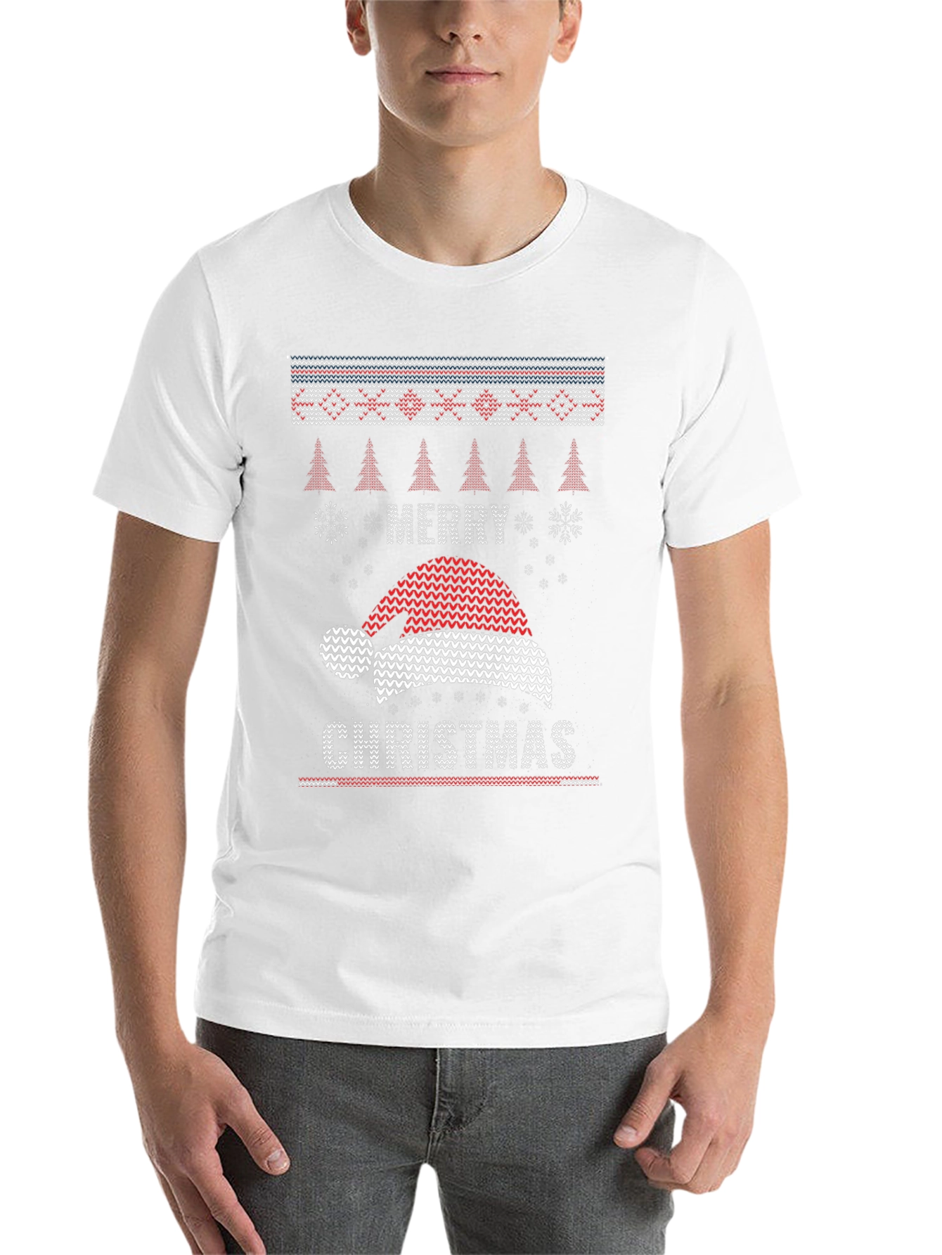 Merry Christmas Santa Hat Knit Style T-Shirt