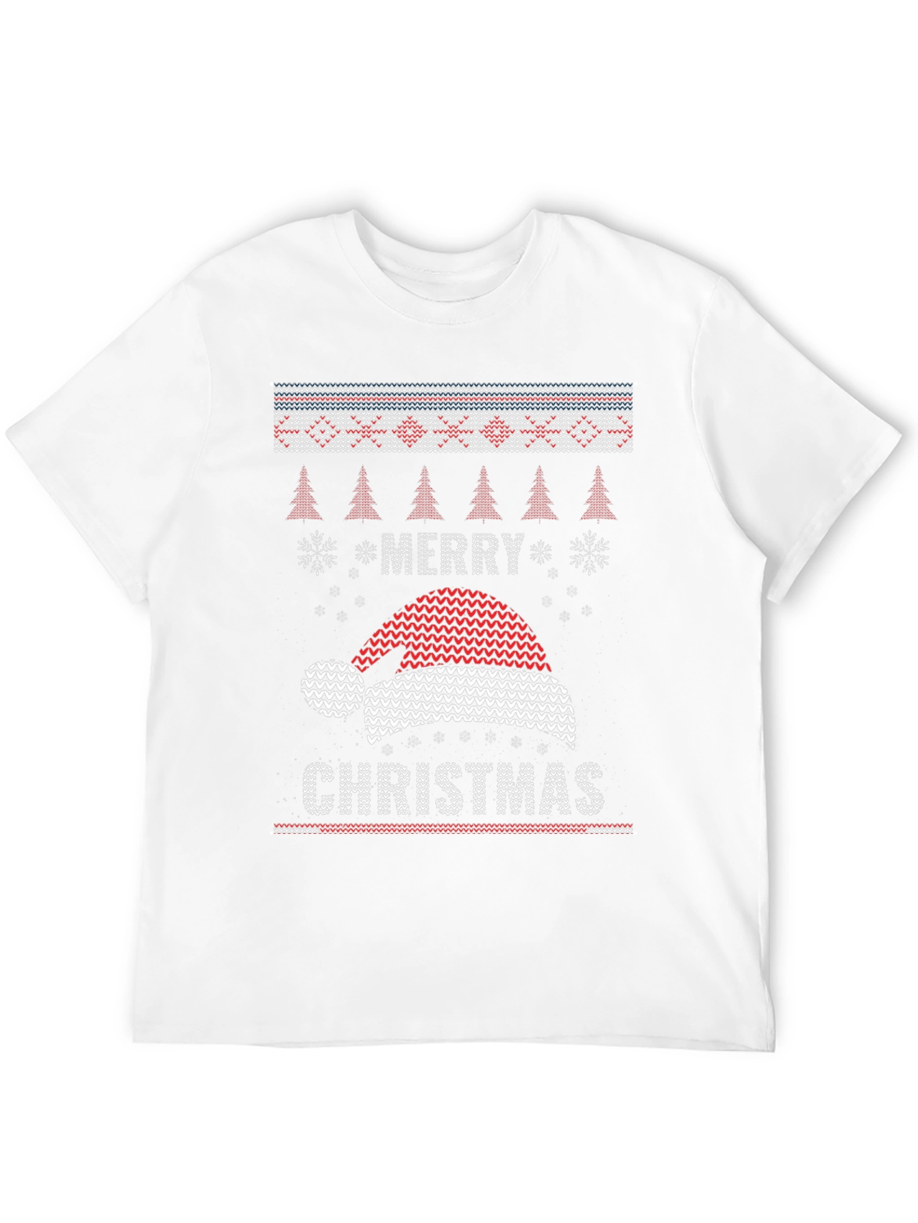 Merry Christmas Santa Hat Knit Style T-Shirt